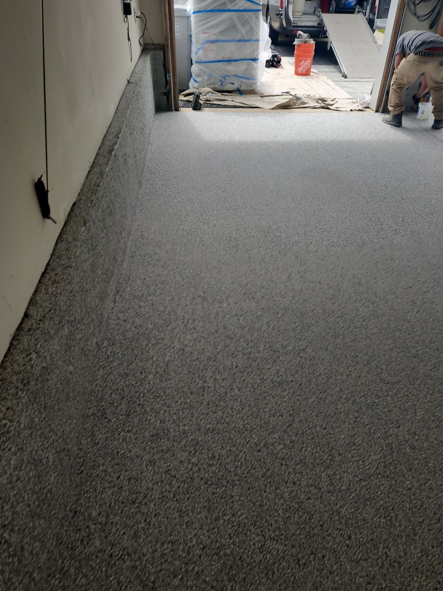 Hillsborough Township Garage Floor Coating with Multi-Colored Polyaspartic Flake by Spectrum Painting, LLC
