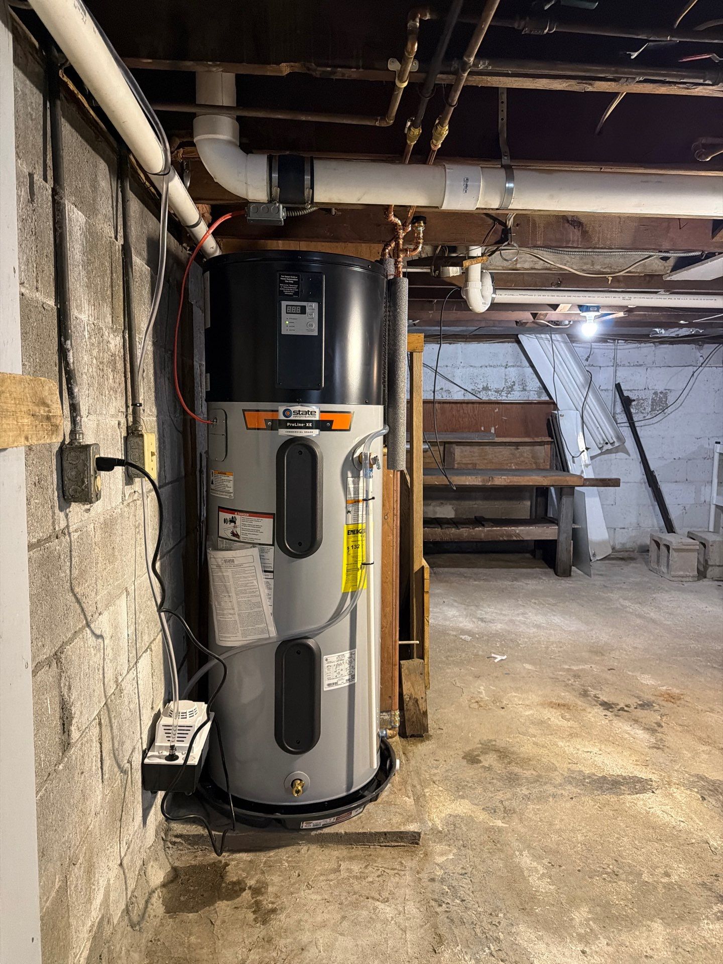 Hybrid Heat Pump Water Heater Installation in Webster by Stake Plumbing and Heating