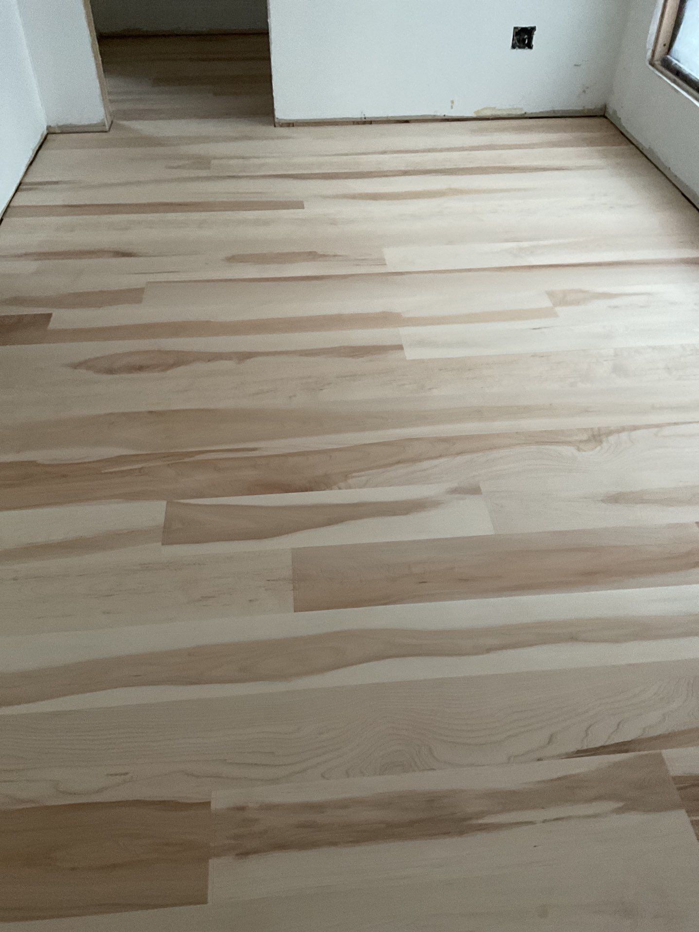 Full glue down Installation over radiant heat 7" Maple character grade by Ann Arbor Hardwoods 