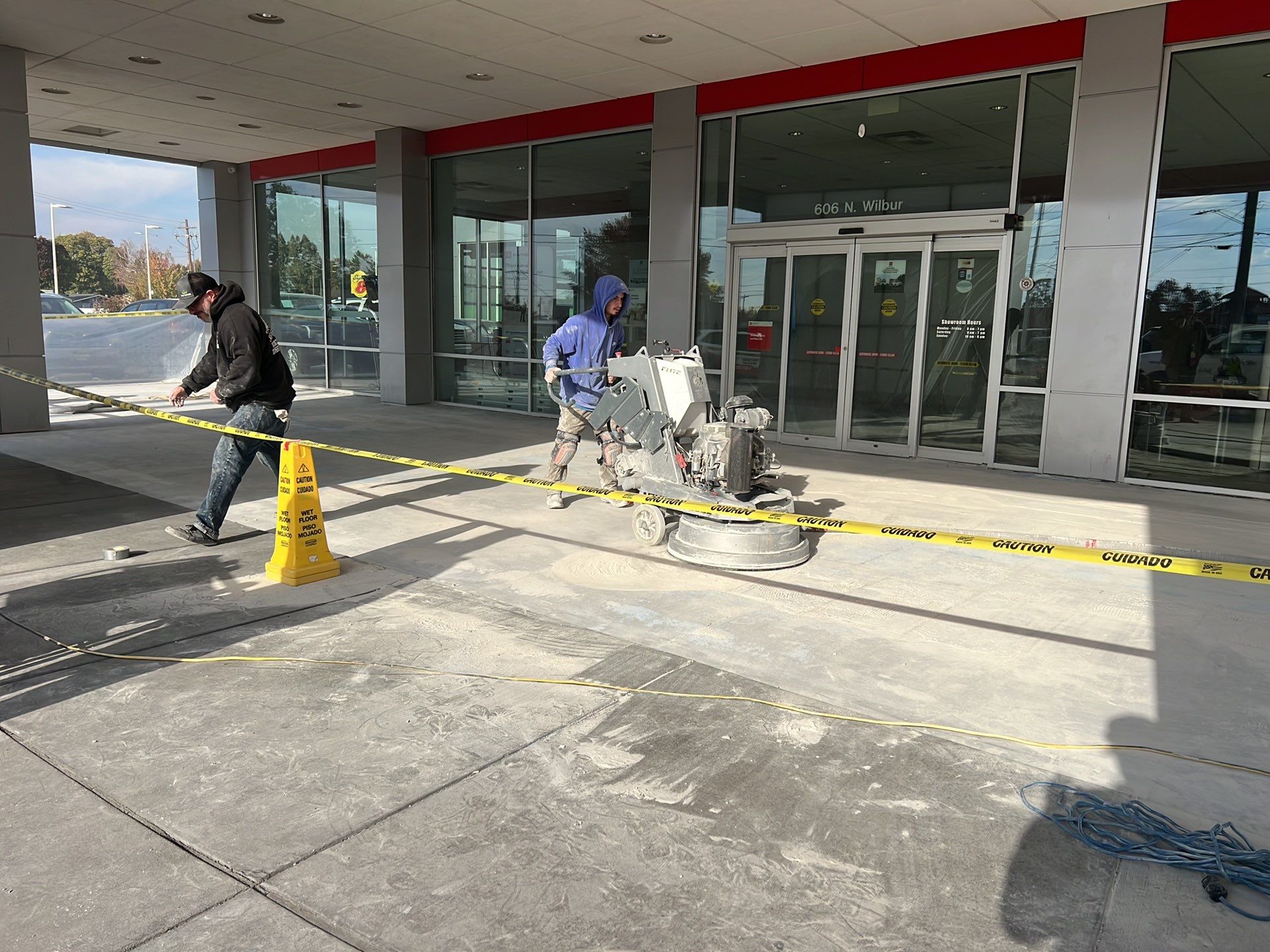Commercial Floor Transformation using Domino w/ 5% Cherry Bomb Red  by Croc Coatings, LLC