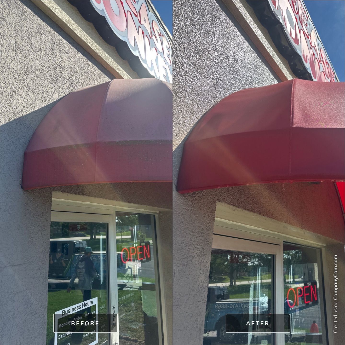 Commercial Awning Cleaning For Grease Monkey by Simmons Power & Soft Washing