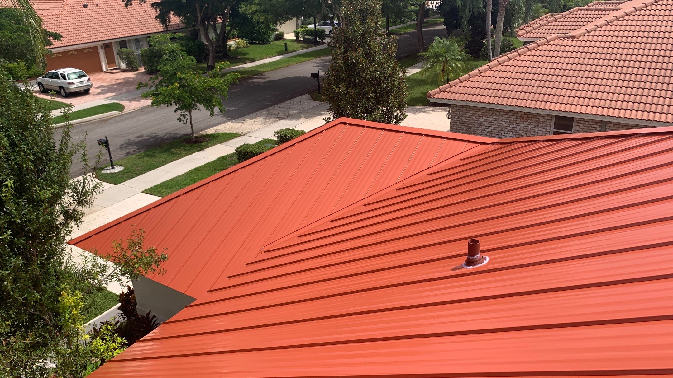 Residential Roofing Installation using 1" Nail strip metal roof by BLUES BROTHERS ROOFING