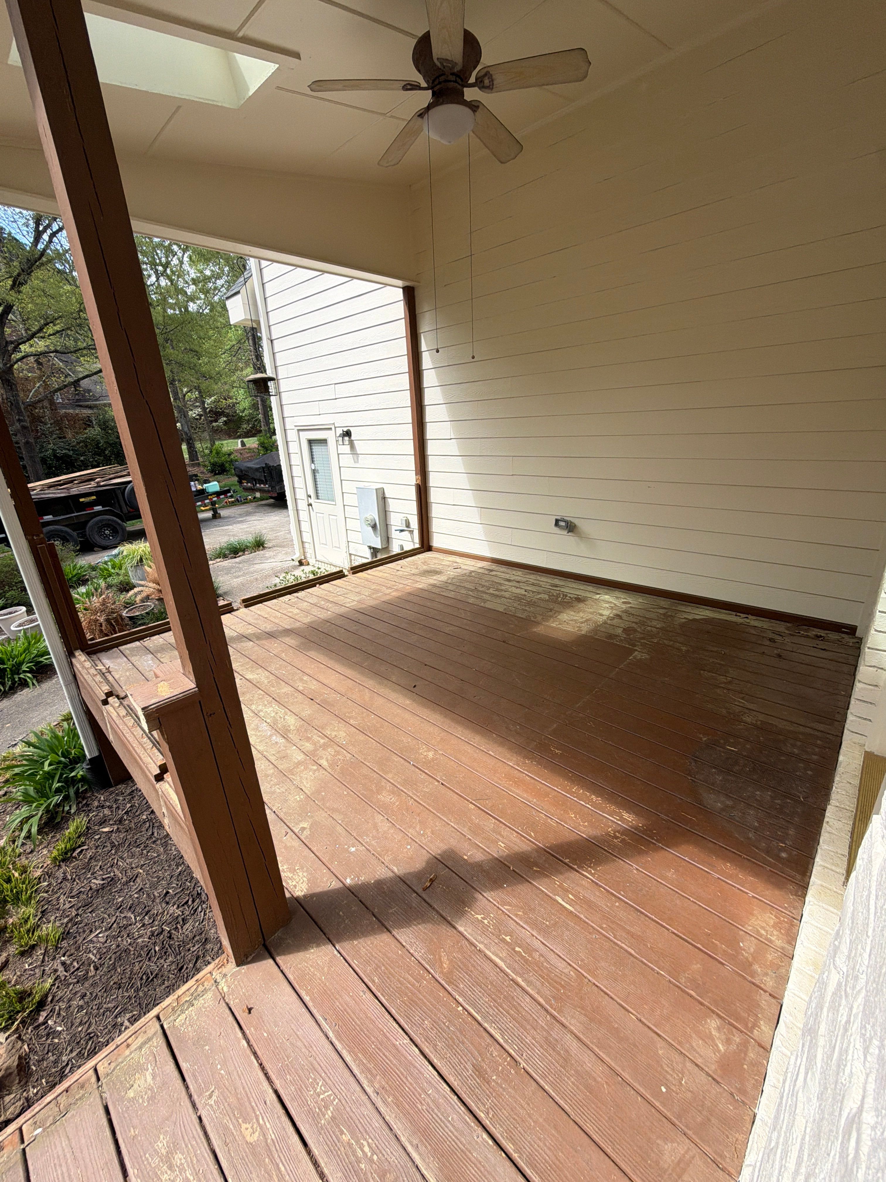 Deck Stain, Round Balusters & Screened Porch Transformation by Billy Weatherspoon Contractor