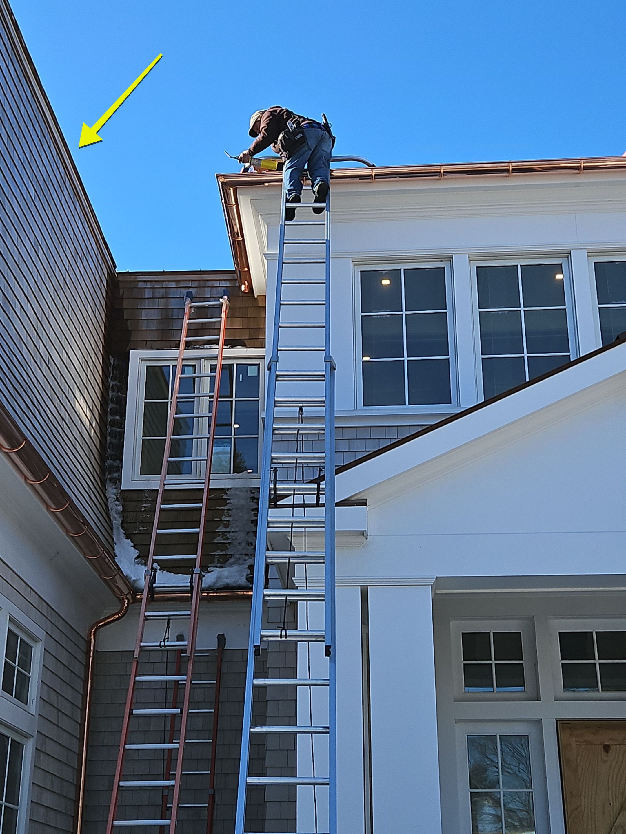 Gutter Installation using 6" Half Round Copper Gutter in Warwick, RI. by Gutter Pro Enterprises