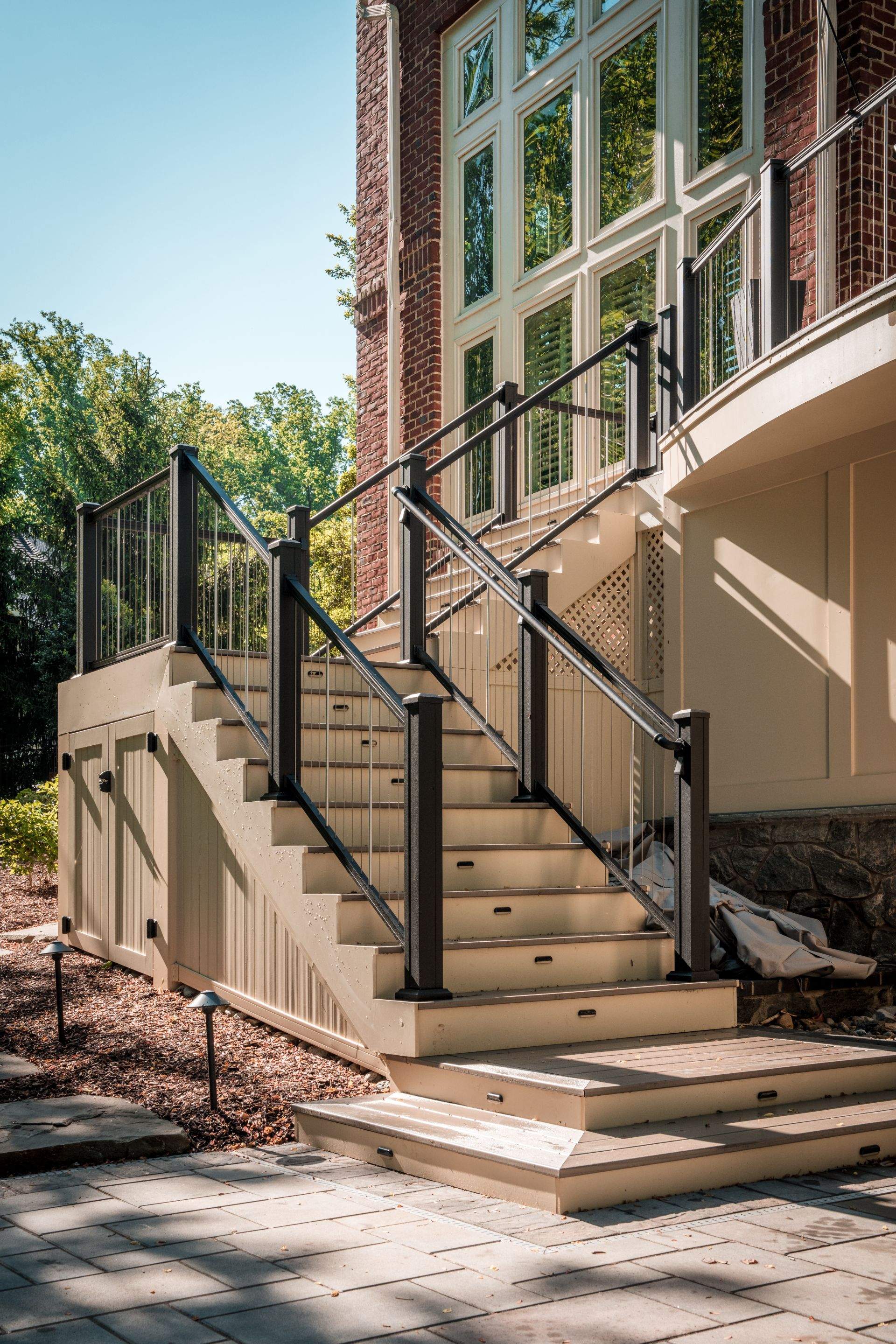 Custom Multi-Level Deck, Outdoor Kitchen & Pool Patio in McLean, VA by Sunburst Construction Inc
