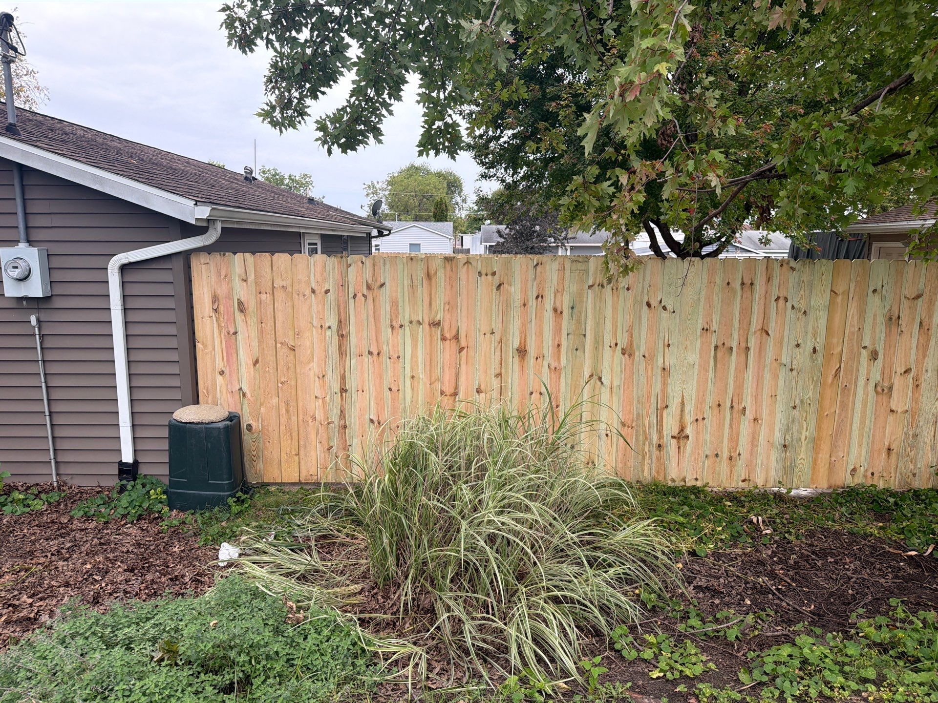 Custom Wood Privacy and Black Chain Link Fence in Hudson by Perfect Picket Fence and Stain
