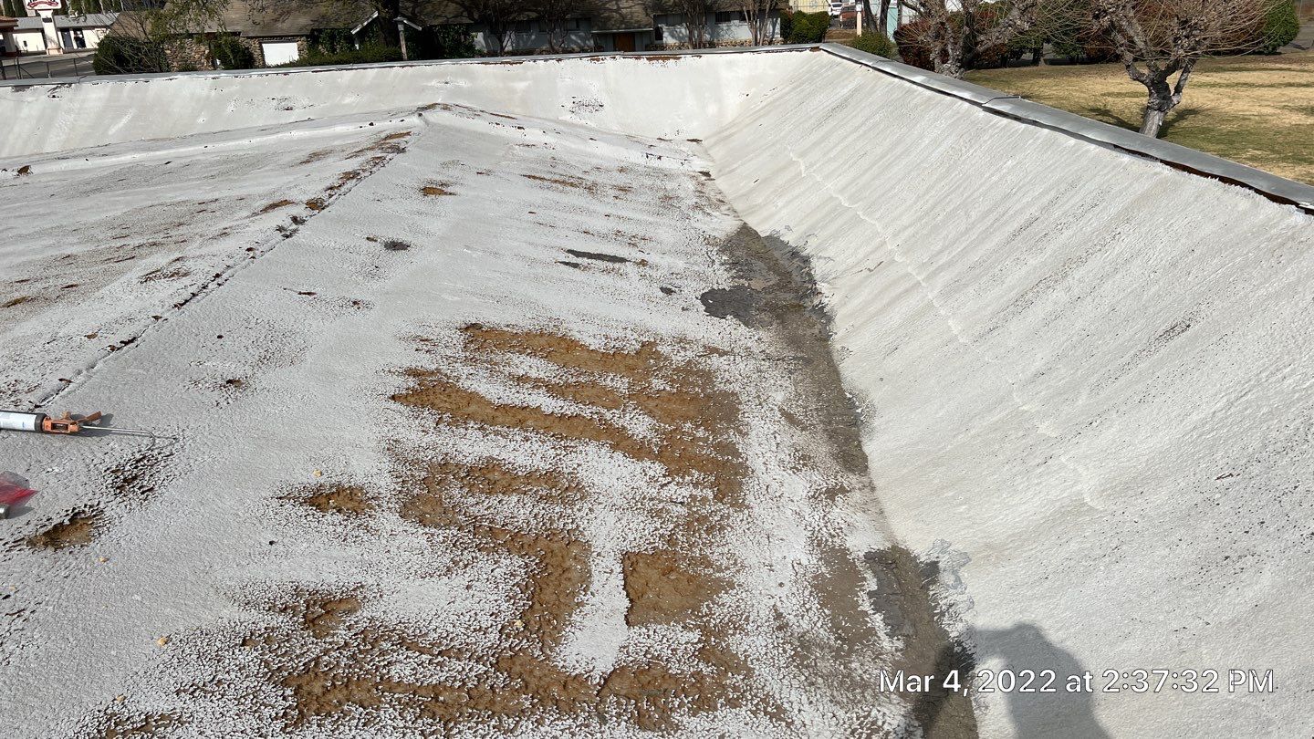 Commercial Roofing Installation using General Coatings acrylic coatings and spray foam by Straight Edge Roofing Inc