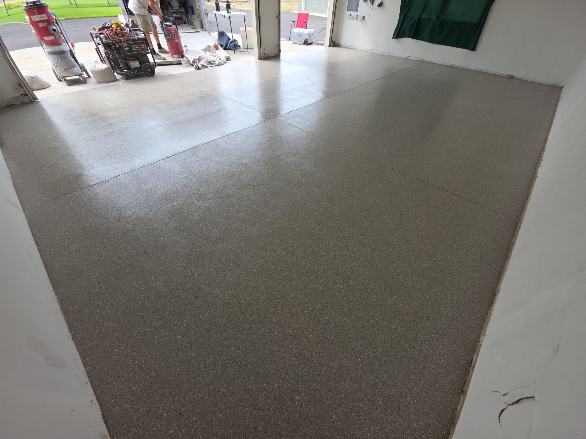 Garage Transformation using Travertine by Croc Coatings, LLC