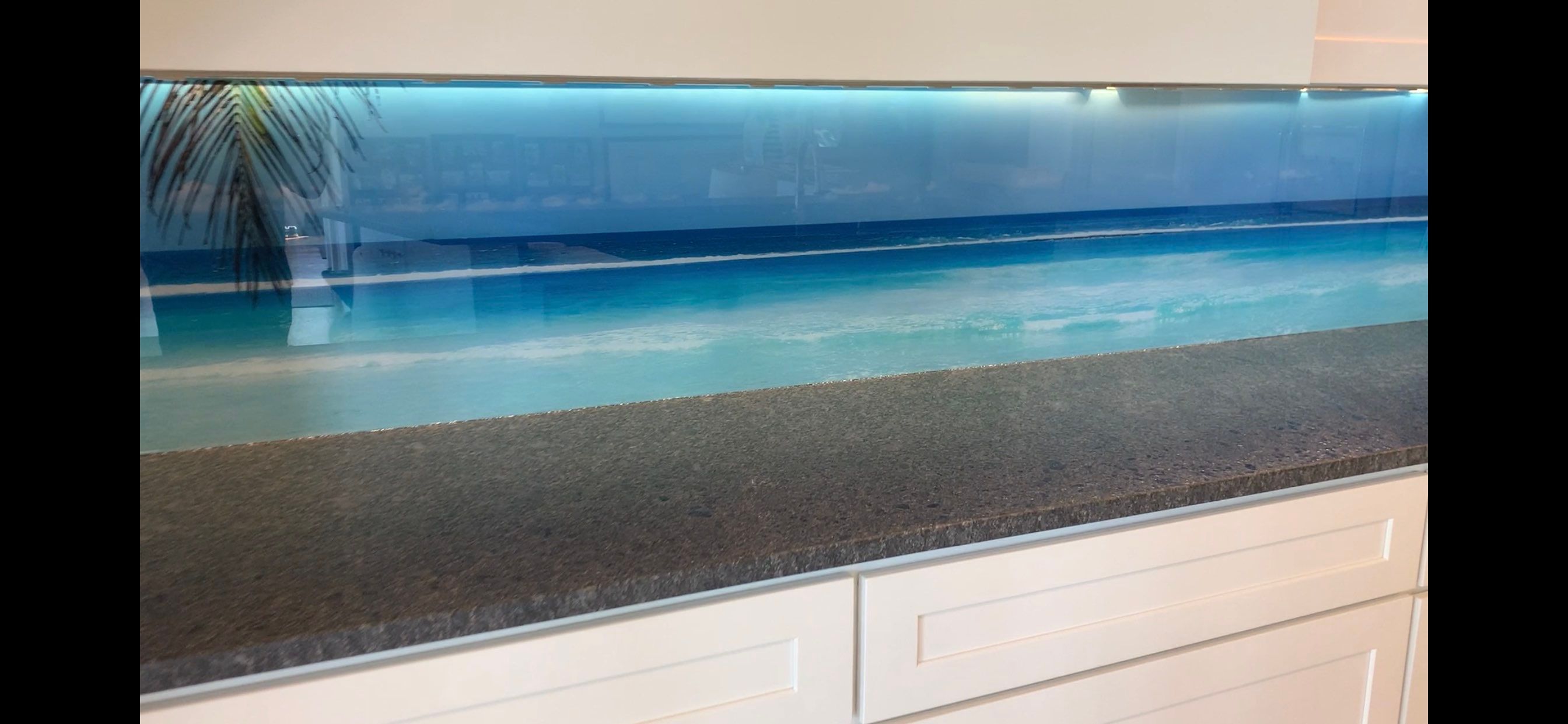 Kitchen Remodel using Maui Beach IMAGIO Solid Glass Backsplash by IMAGIO