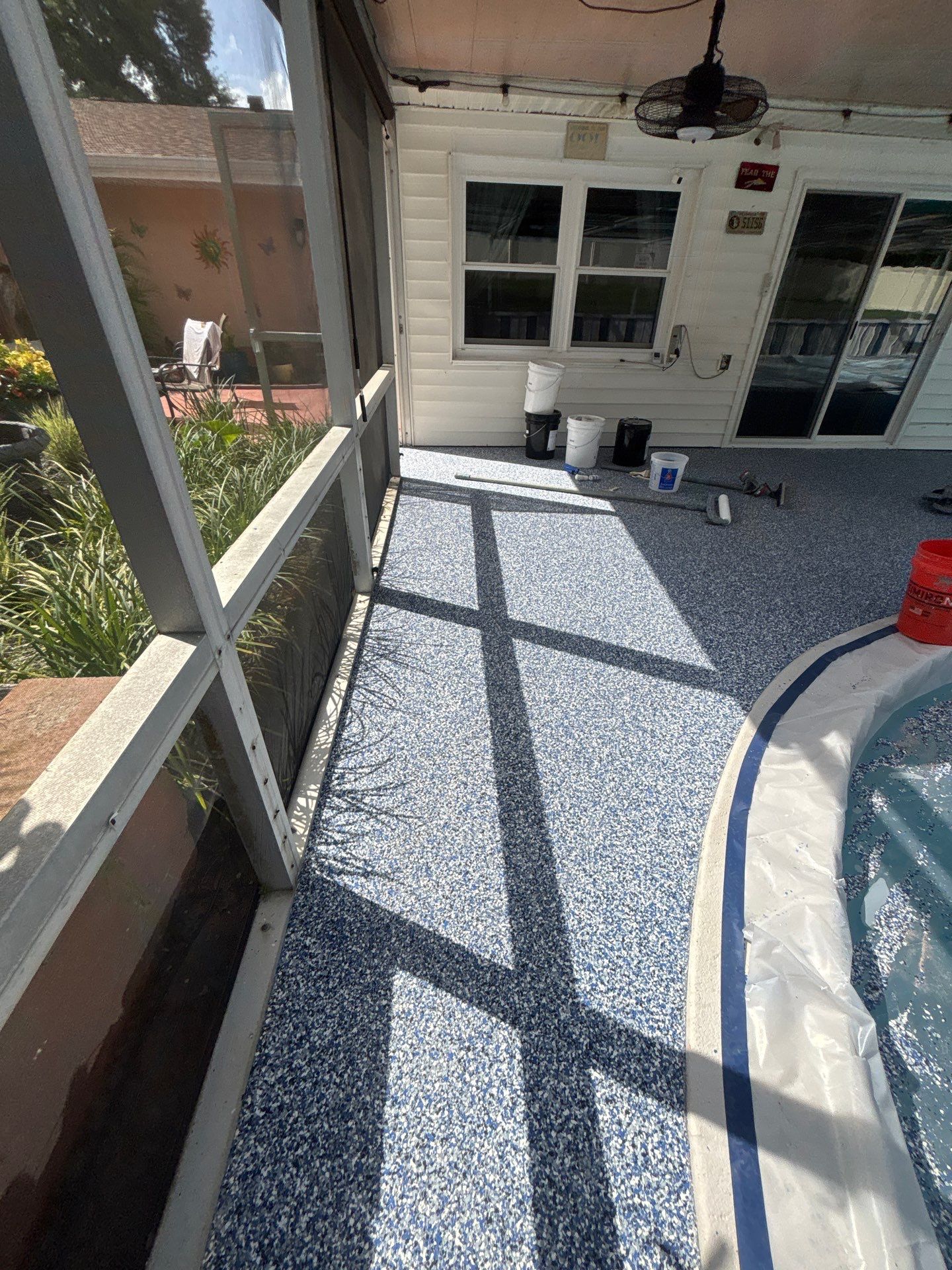 Lake Wales Pool Deck Concrete Coating with Orbit Flake by Performance Floors & Coating