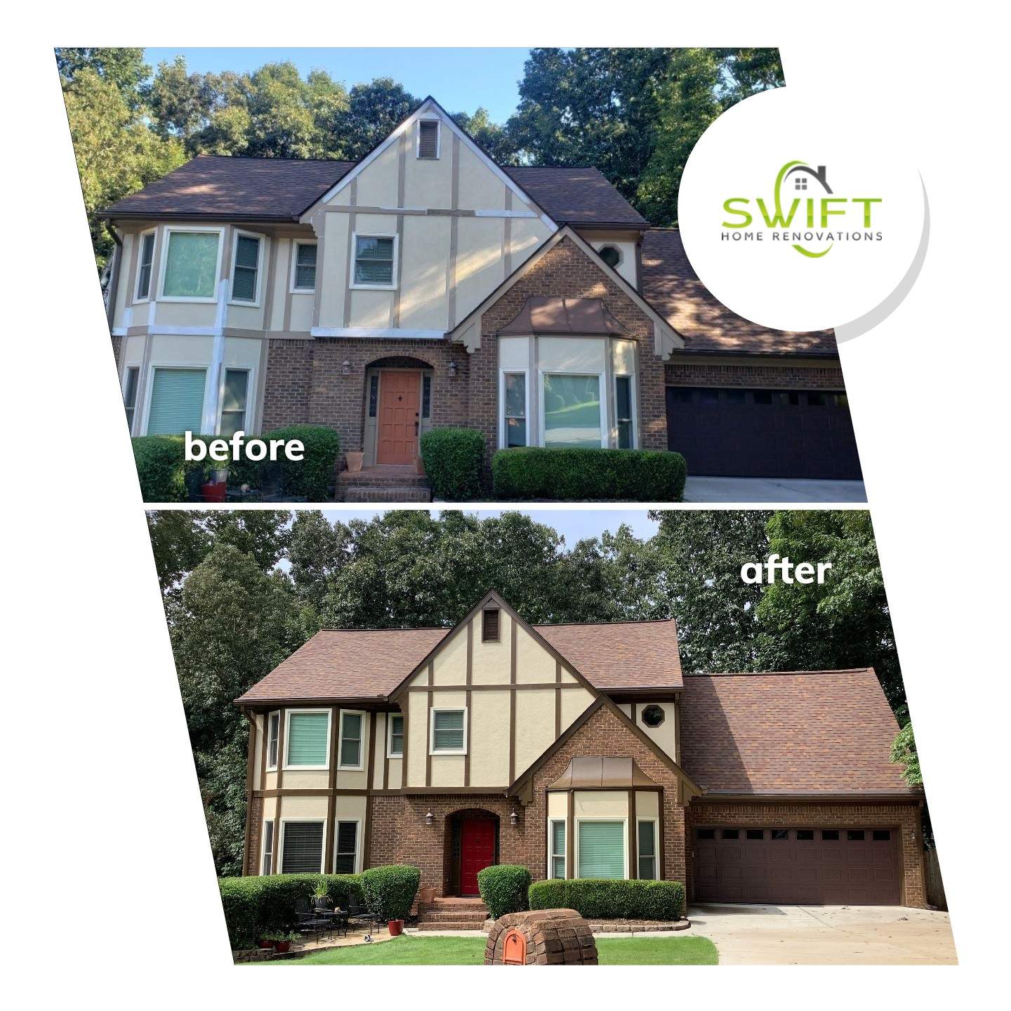 Complete Exterior Painting and Trim Refresh for Roswell Tudor Home by Swift Home Renovations