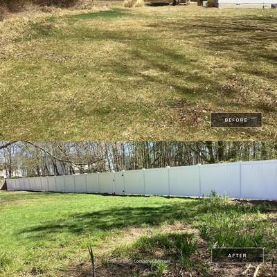 New White Vinyl privacy fence with matching gates 
