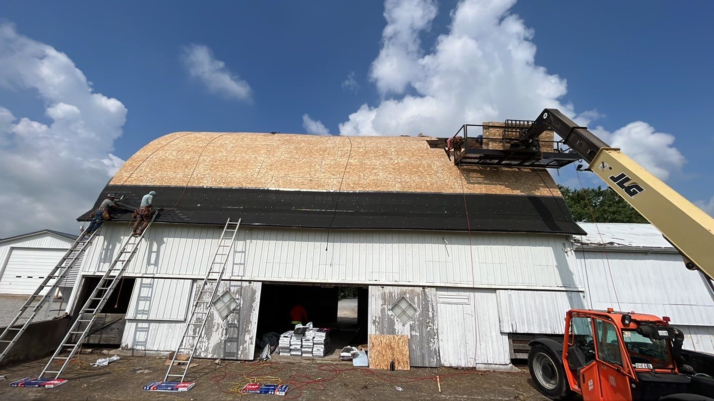 Barn Roofing Installation using GAF Timberline HDZ Charcoal by Nitro Roofing and Construction