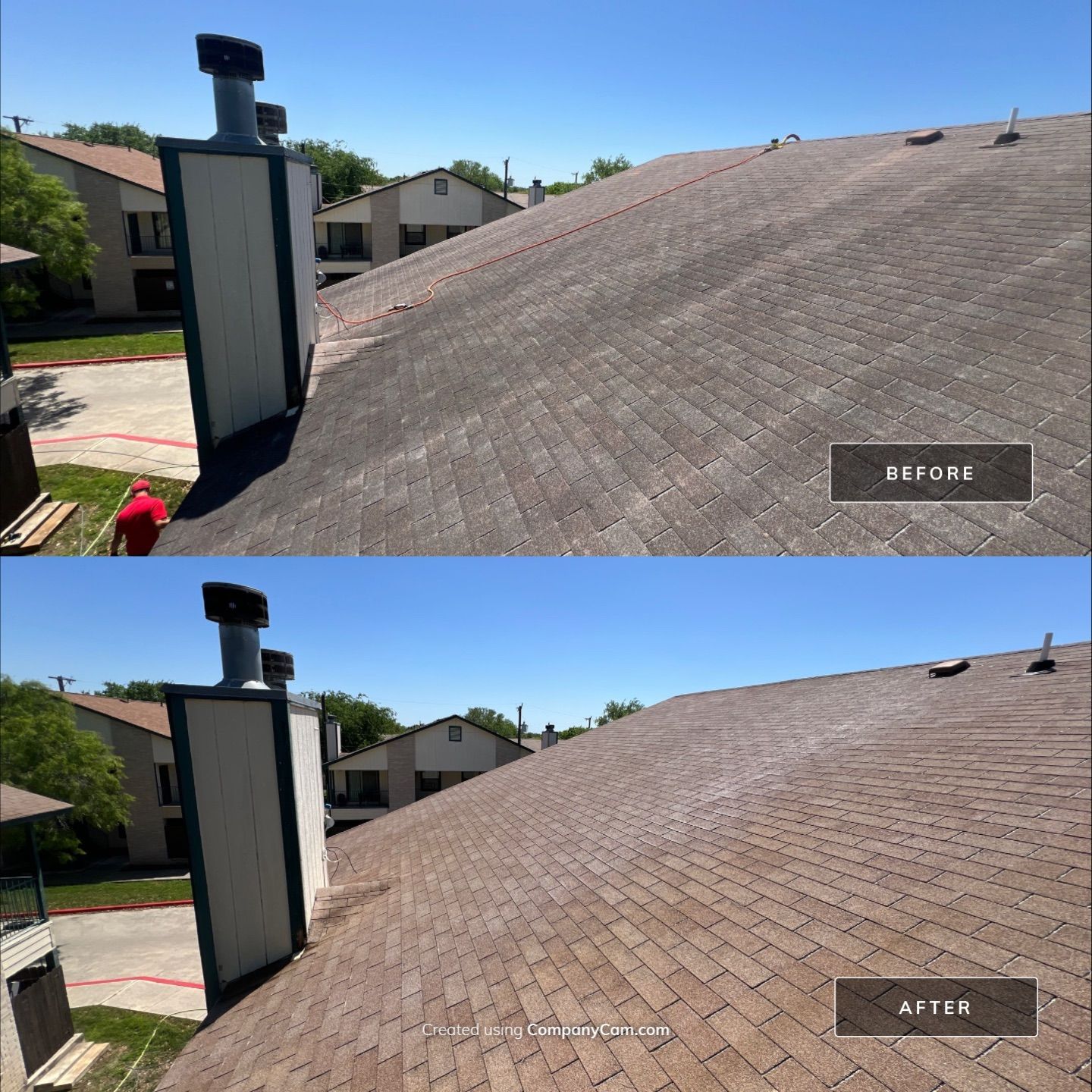 Shingle Roof Washing Project in San Antonio by Bright Choice