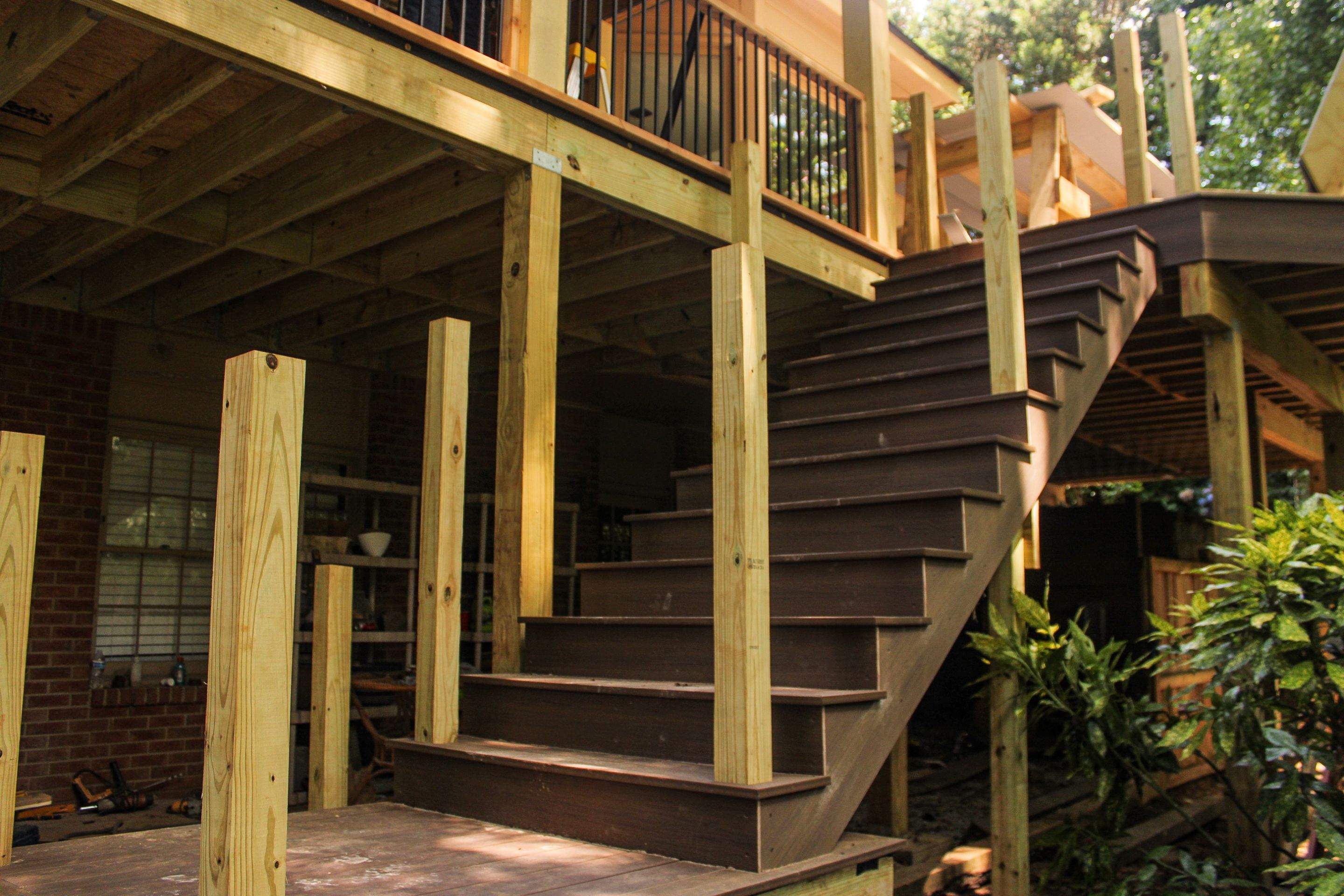 Deckorators Voyage Deck and Shed Style Covered Porch Build with Drink Rail by Nelson Exteriors 