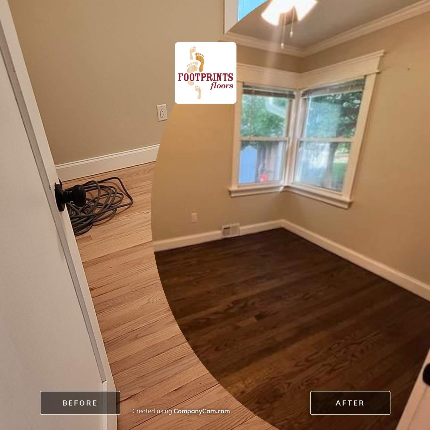 Sand & Refinish Red Oak with Duraseal Jacobean and Bona Mega Satin Finish using Dureaseal Jacobean and Bona Mega by Footprints Floors Morristown