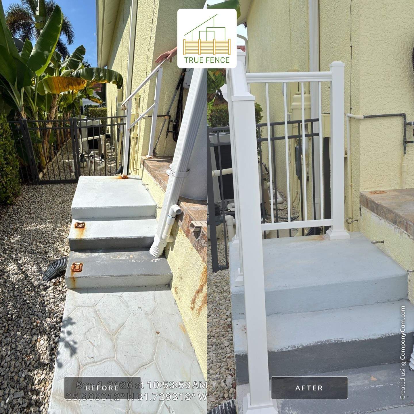 White Aluminum Railing Installation in Marco Island by True Fence LLC