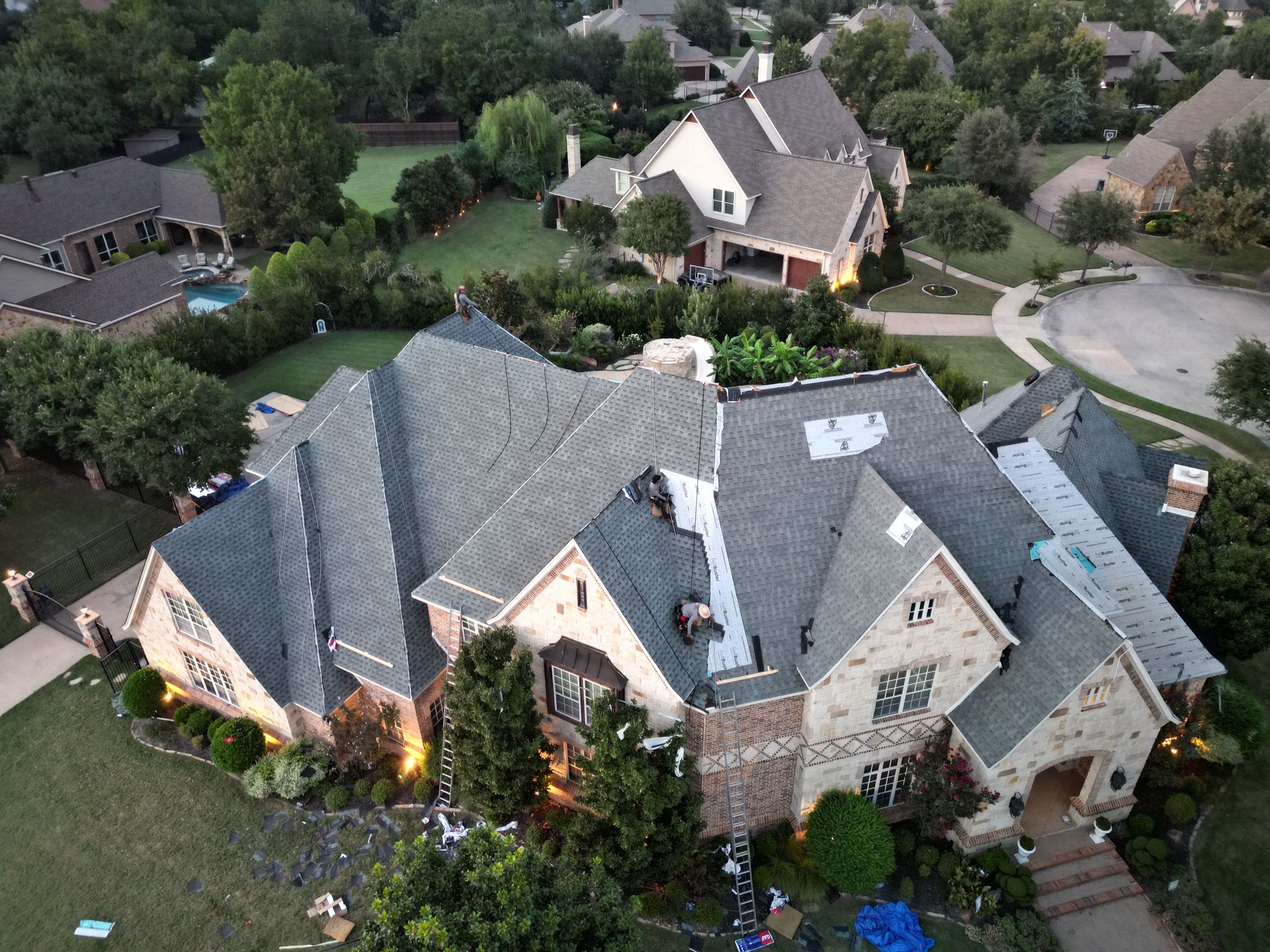 Southlake Texas Estate - Roof, Copper Awning and Gutter Project by First United Roofing & Construction