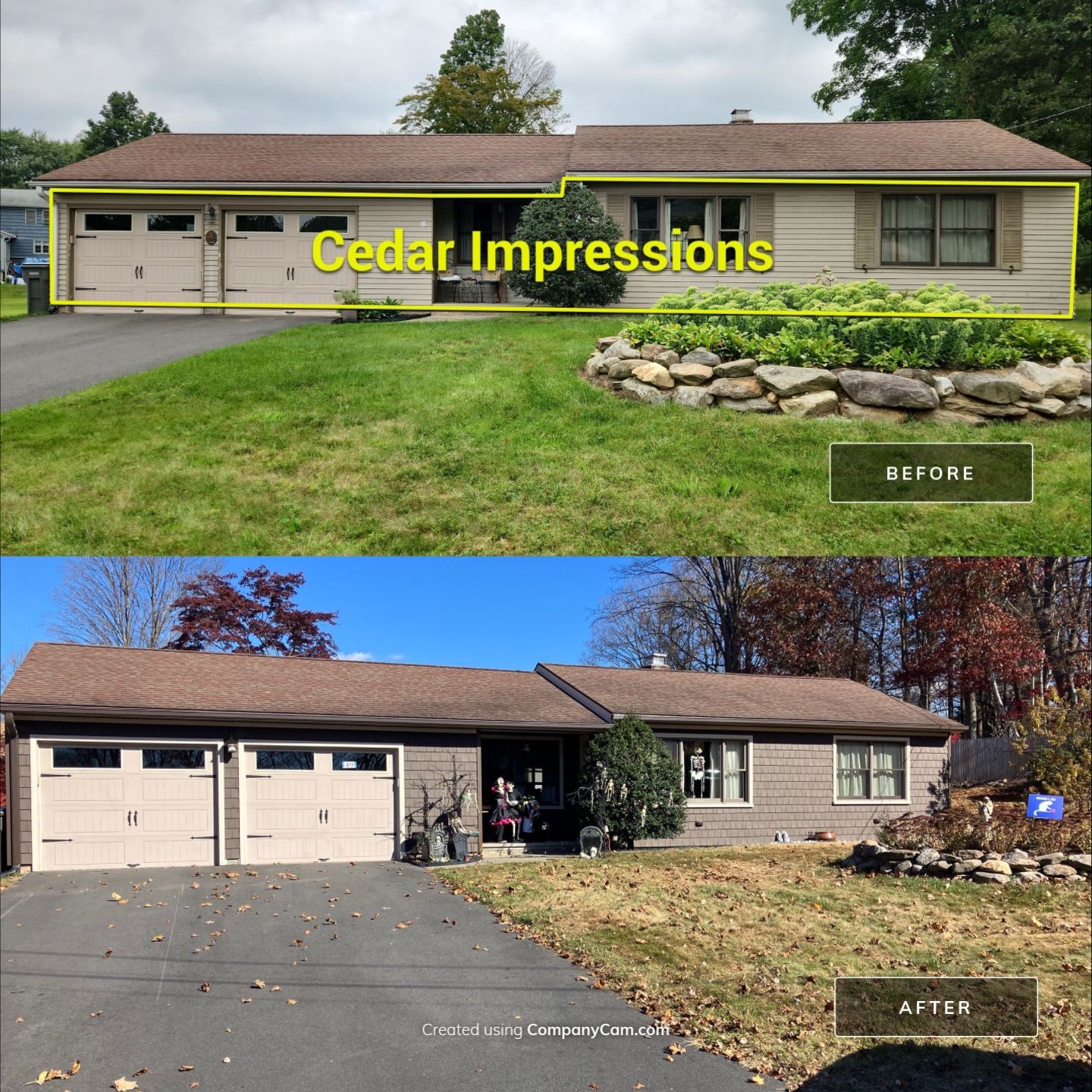 Siding using Monogram D/4 x 16'8" clapboard, Espresso and Cedar Impressions D/7 perfection in Espresso by DiGiorgi Roofing and Siding Inc