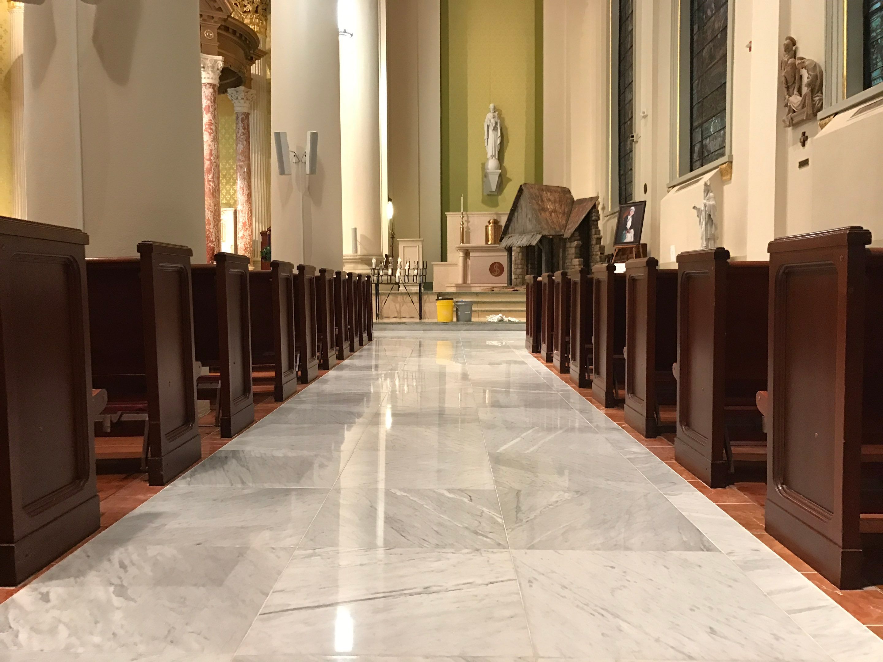 Marble Restoration for the Cathedral Basilica of the Immaculate Conception by Cornerstone Hard Surface Restoration 