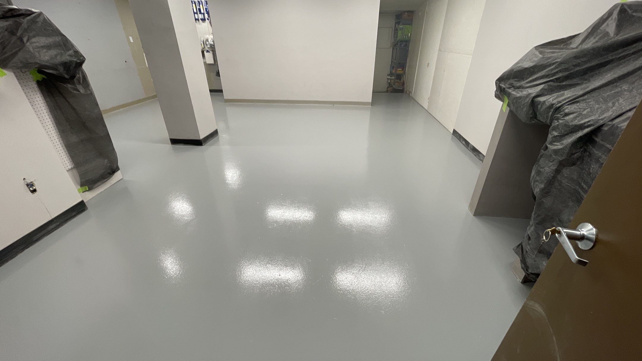 Commercial Flooring using Solid Haze Grey by Croc Coatings, LLC