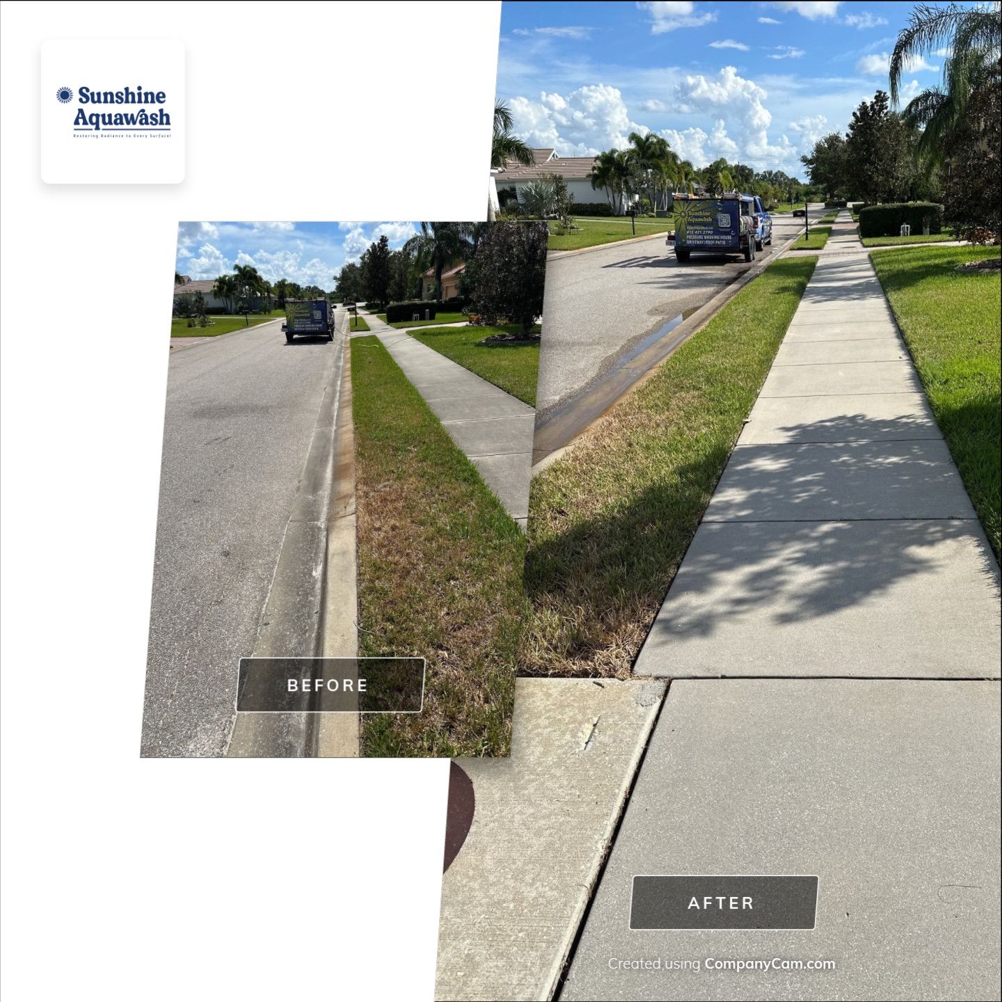 Paver Driveway, Entryway, Sidewalk, and Street Curbing Cleaning in Winding River Community, Bradenton, FL by Sunshine AquaWash