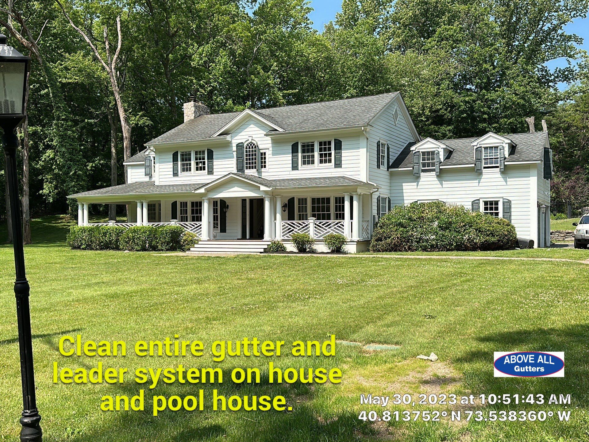 Gutter Installation using 5"white K style seamless gutters and 2x3 white leaders by Above All Gutters 