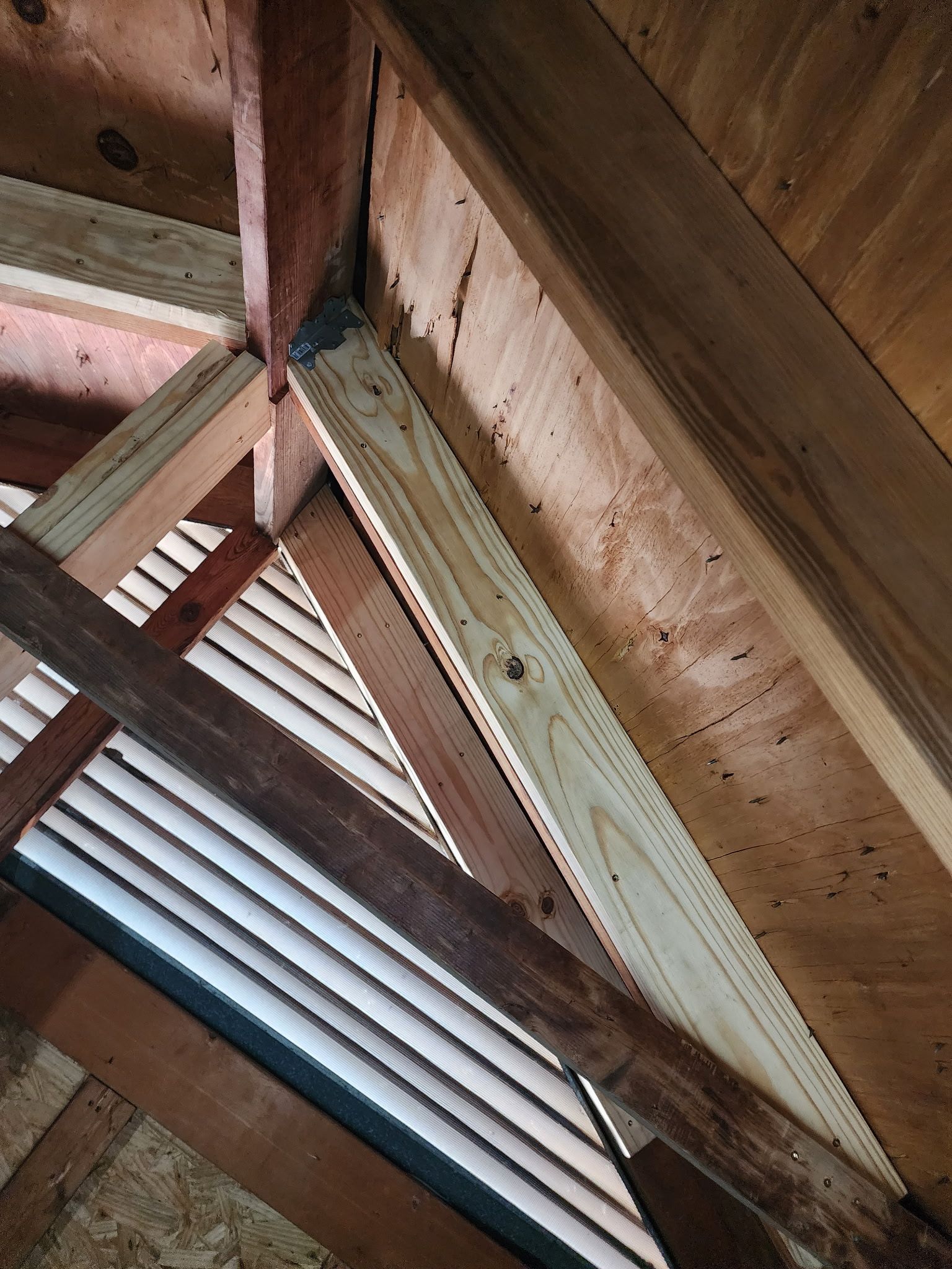 Structural and roof repairs with custom metal work by REPS Austin Area Roofer