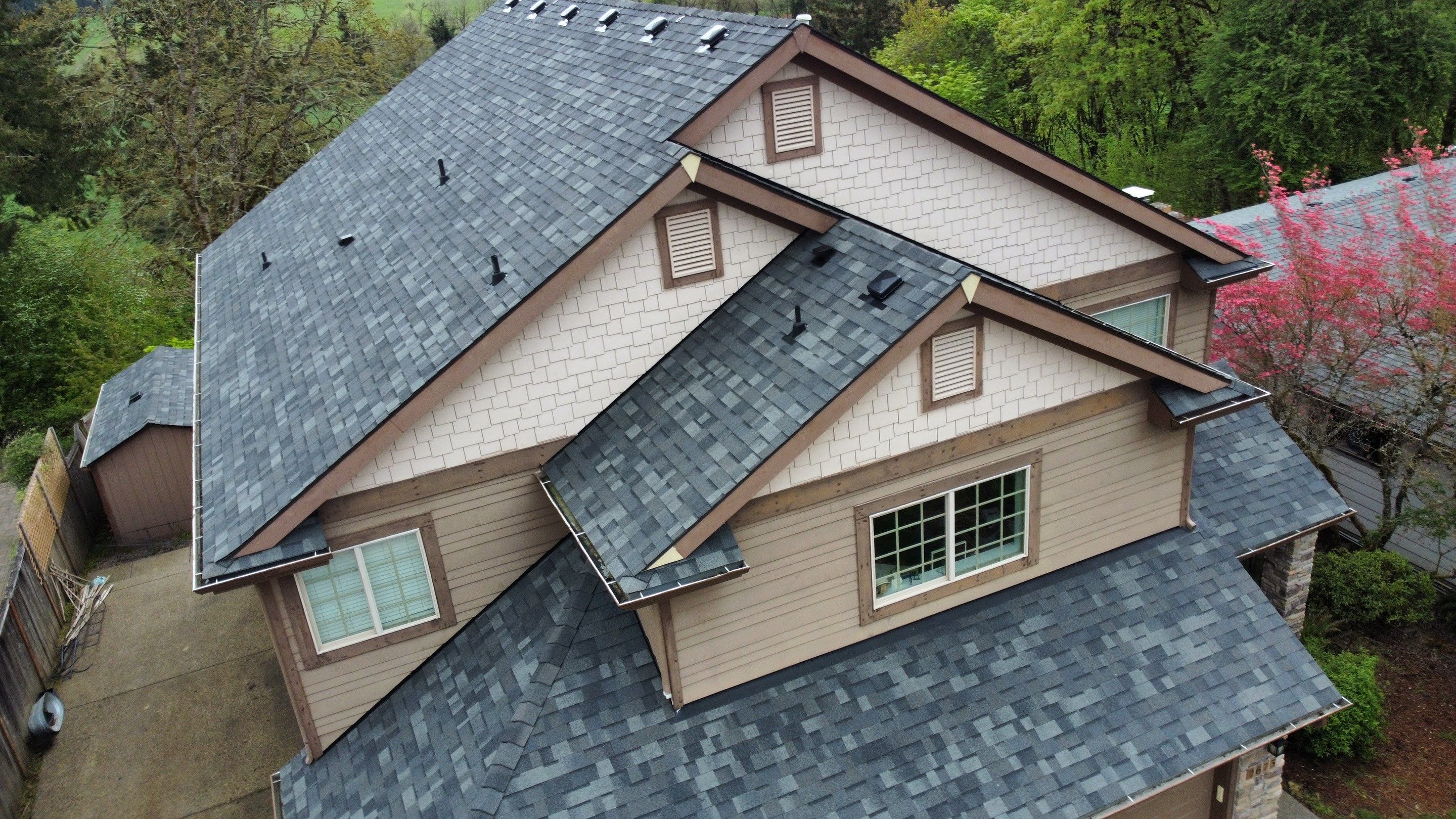 Residential Roofing Installation using Malarkey Vista AR Shingles (Color: Storm Grey) by Orezona Building & Roofing Company, Inc.