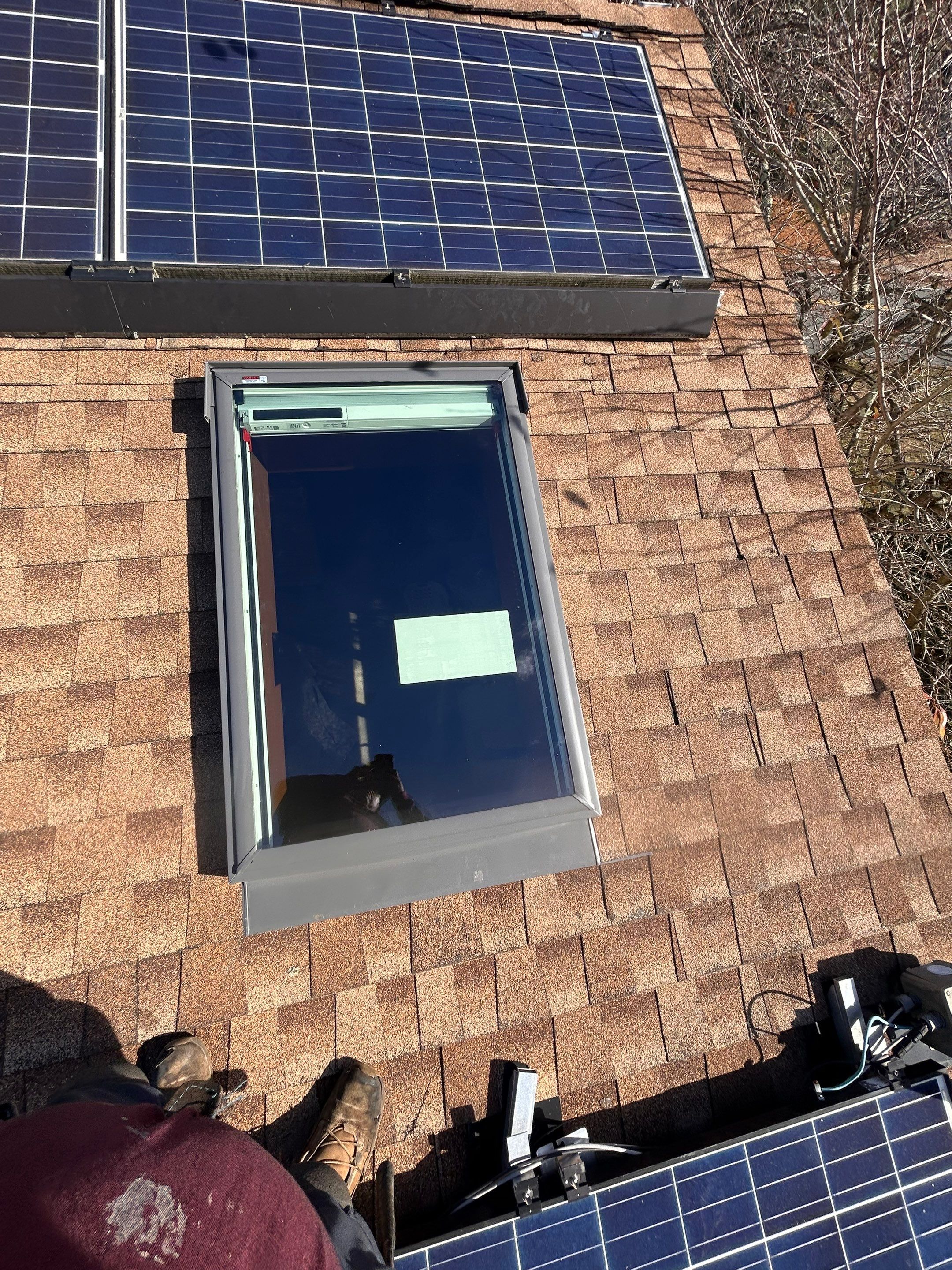 Tewksbury Dual Skylight Replacement with Solar Shades by Mighty Dog Roofing of Greater Middlesex County