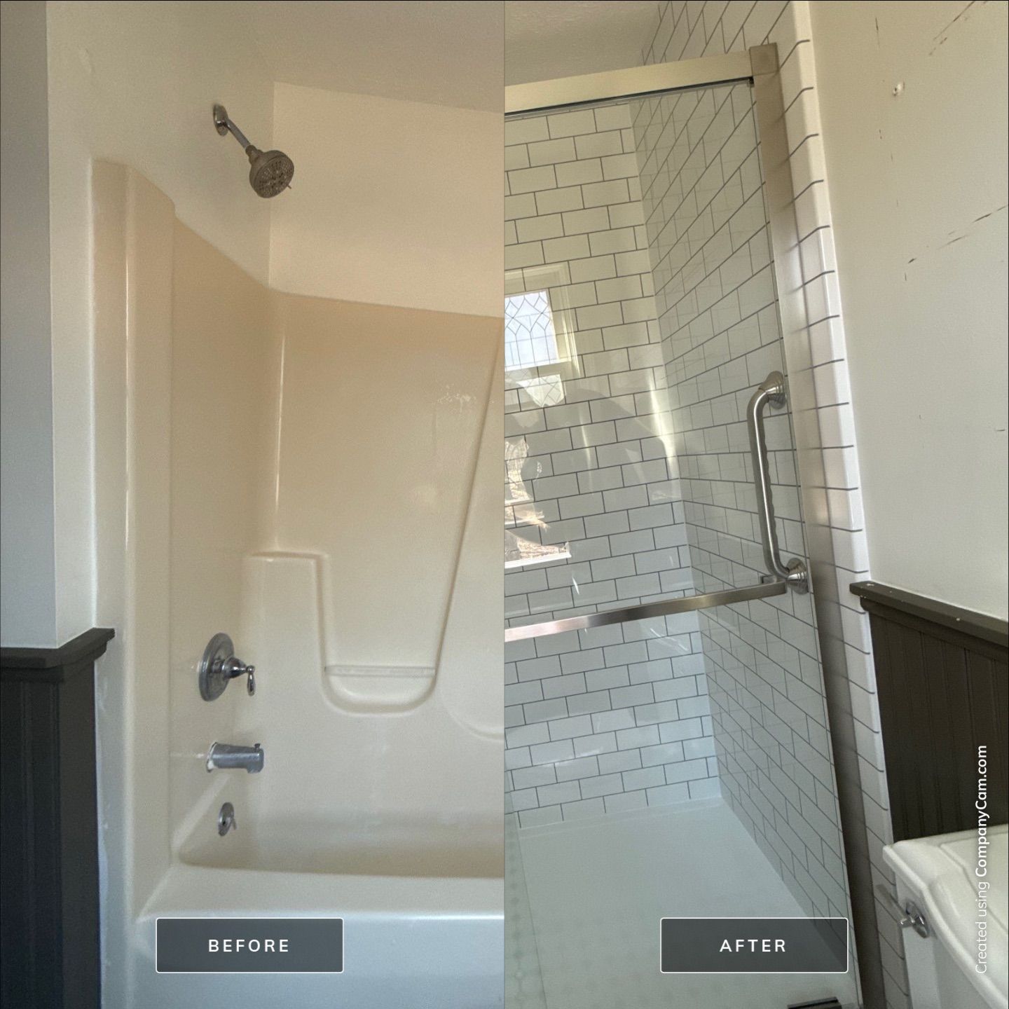 Subway Tile Shower Conversion and Bathroom Update in Traverse City by Rainbow Seamless Systems