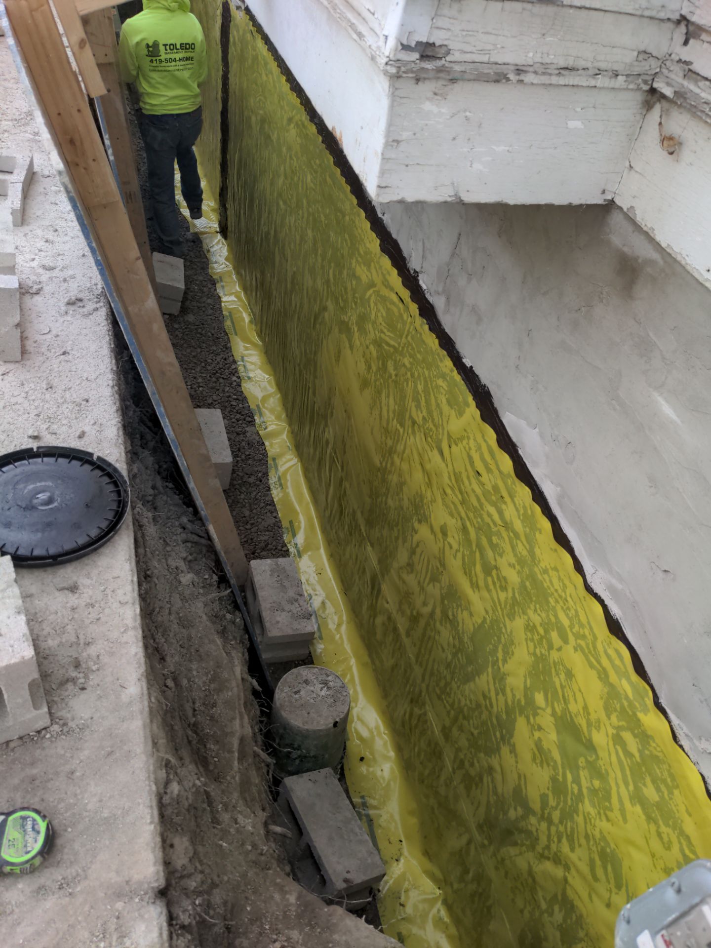 Basement Wall Rebuild with Exterior Waterproofing by Toledo Basement Repair