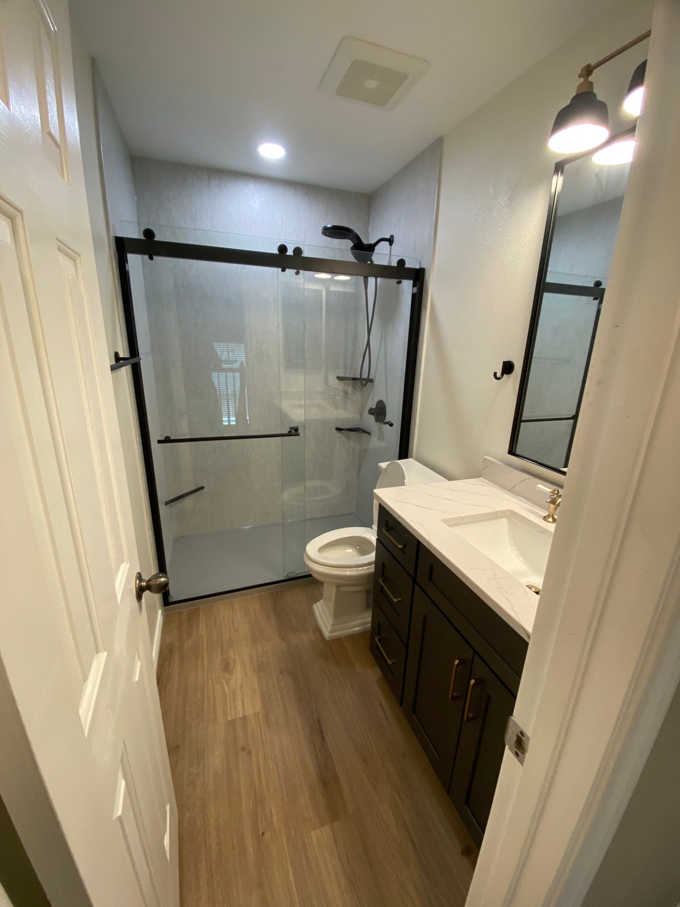 Thousand Oaks Tub-to-Shower Conversion Bathroom Remodel by Legacy Bath and Kitchen