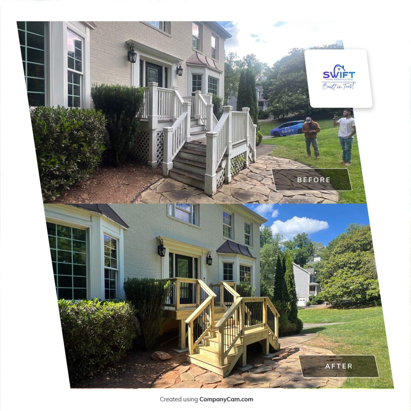 Custom Natural Wood Entryway Deck Replacement in Acworth, Georgia by Swift Home Renovations