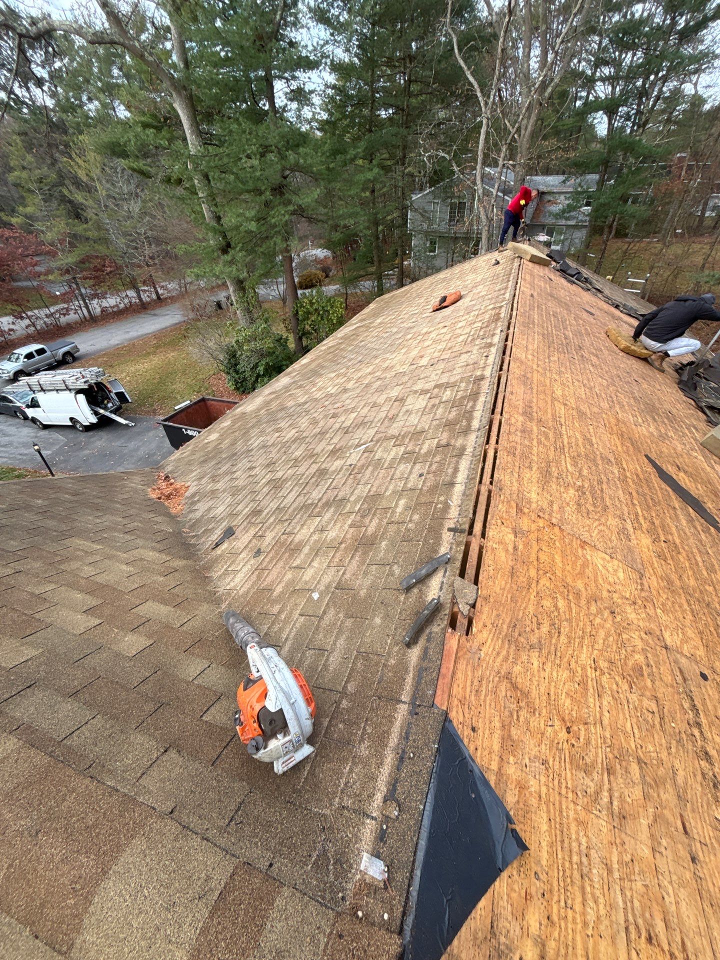 GAF Charcoal Roof Replacement with Vent Leak Repairs, PVC Fascia & Leaf Guard Gutters by Sensible Home Solutions