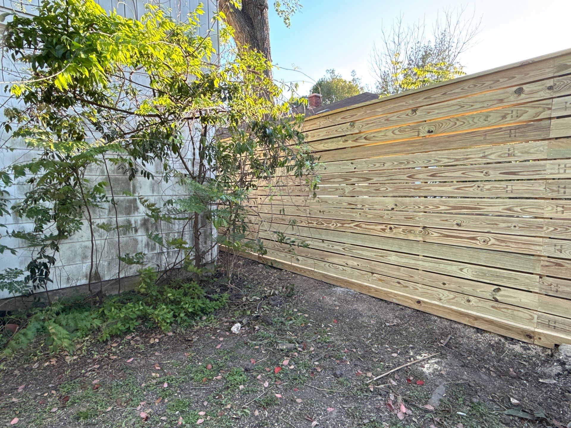 Modern Treated Pine Horizontal Fence by Tim's Fences