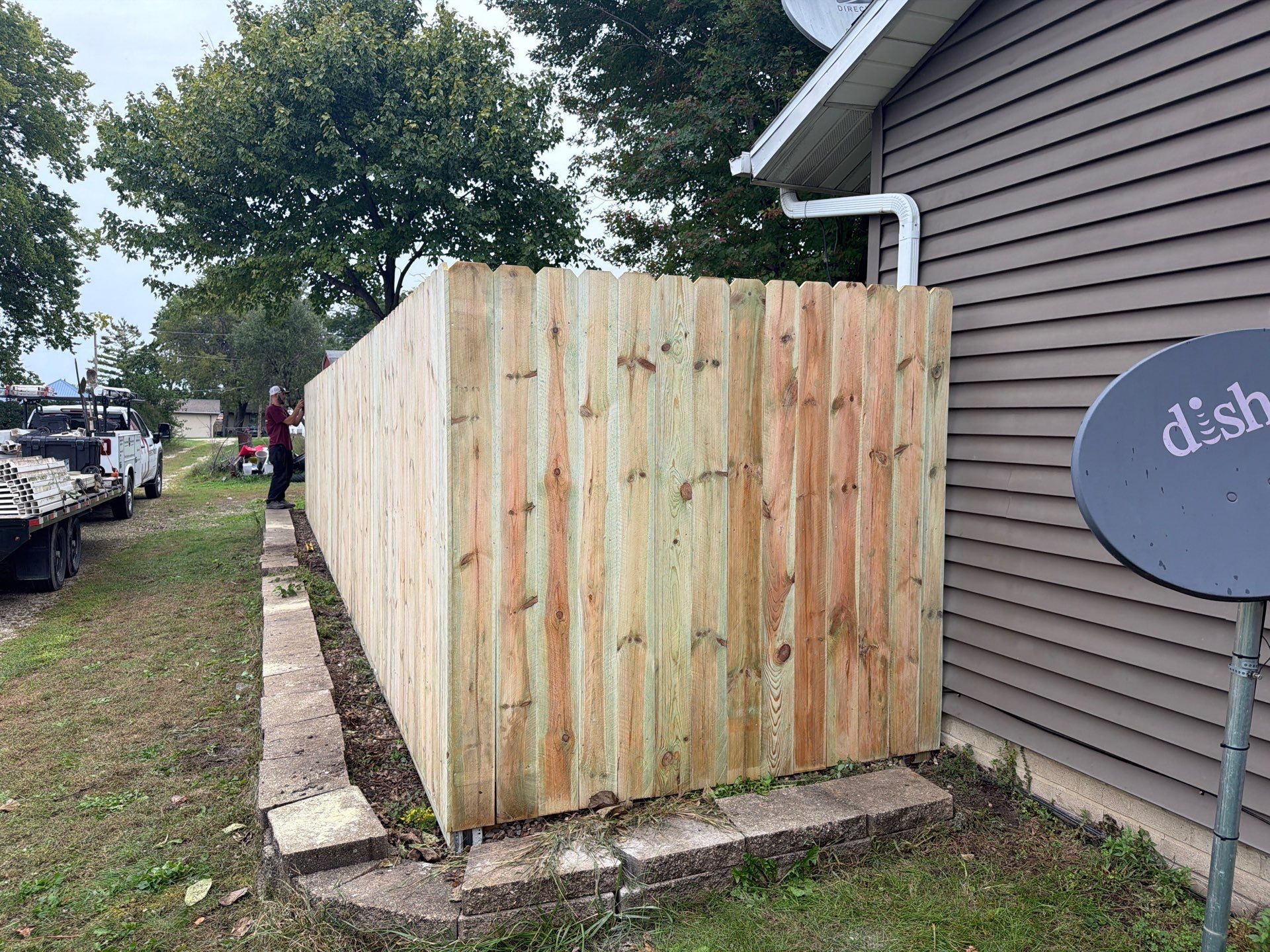 Custom Wood Privacy and Black Chain Link Fence in Hudson by Perfect Picket Fence and Stain