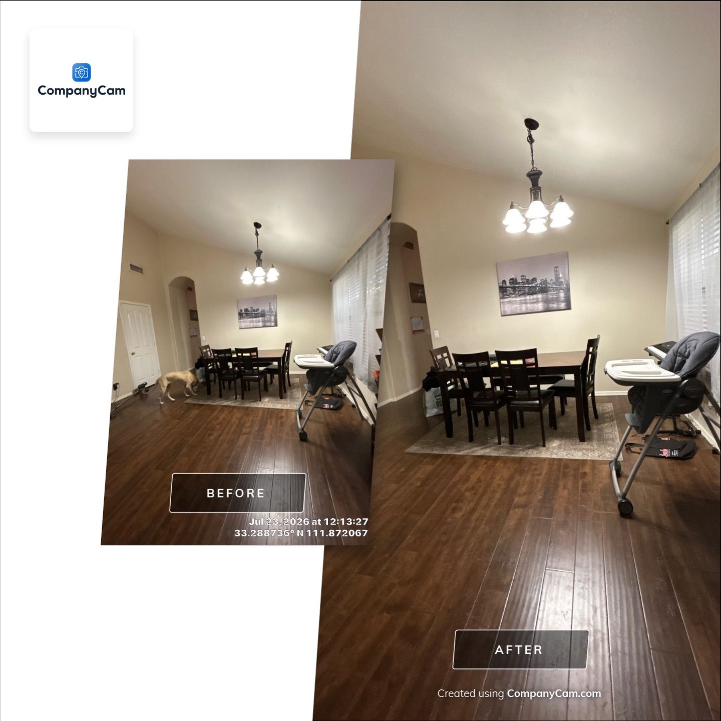 Dark Wood Laminate Flooring and Interior Renovation in Chandler by CompanyCam Sales Demo