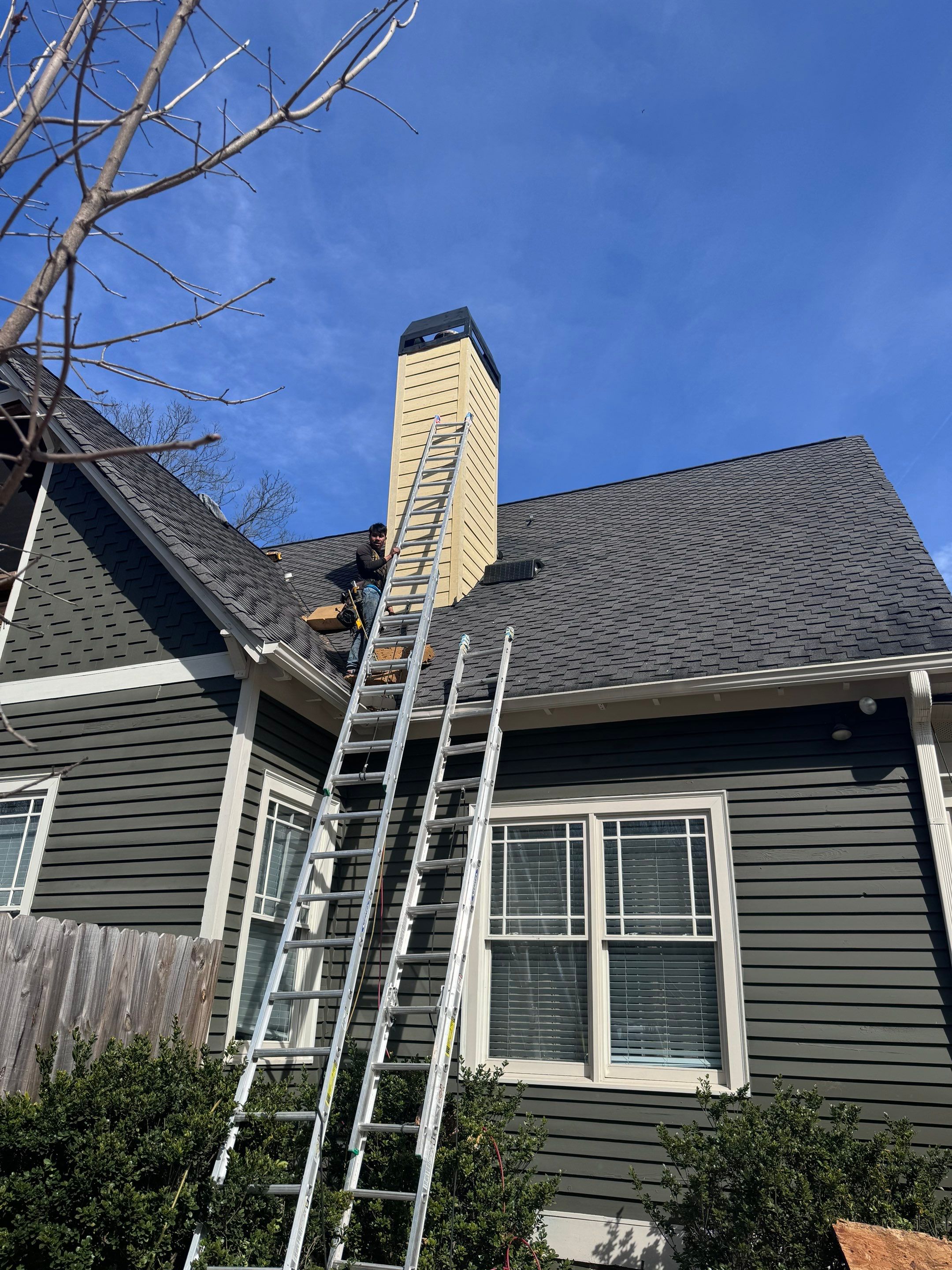 all NEW Siding on Rotted Chimney  by Nailed It Roofing & Remodeling LLC