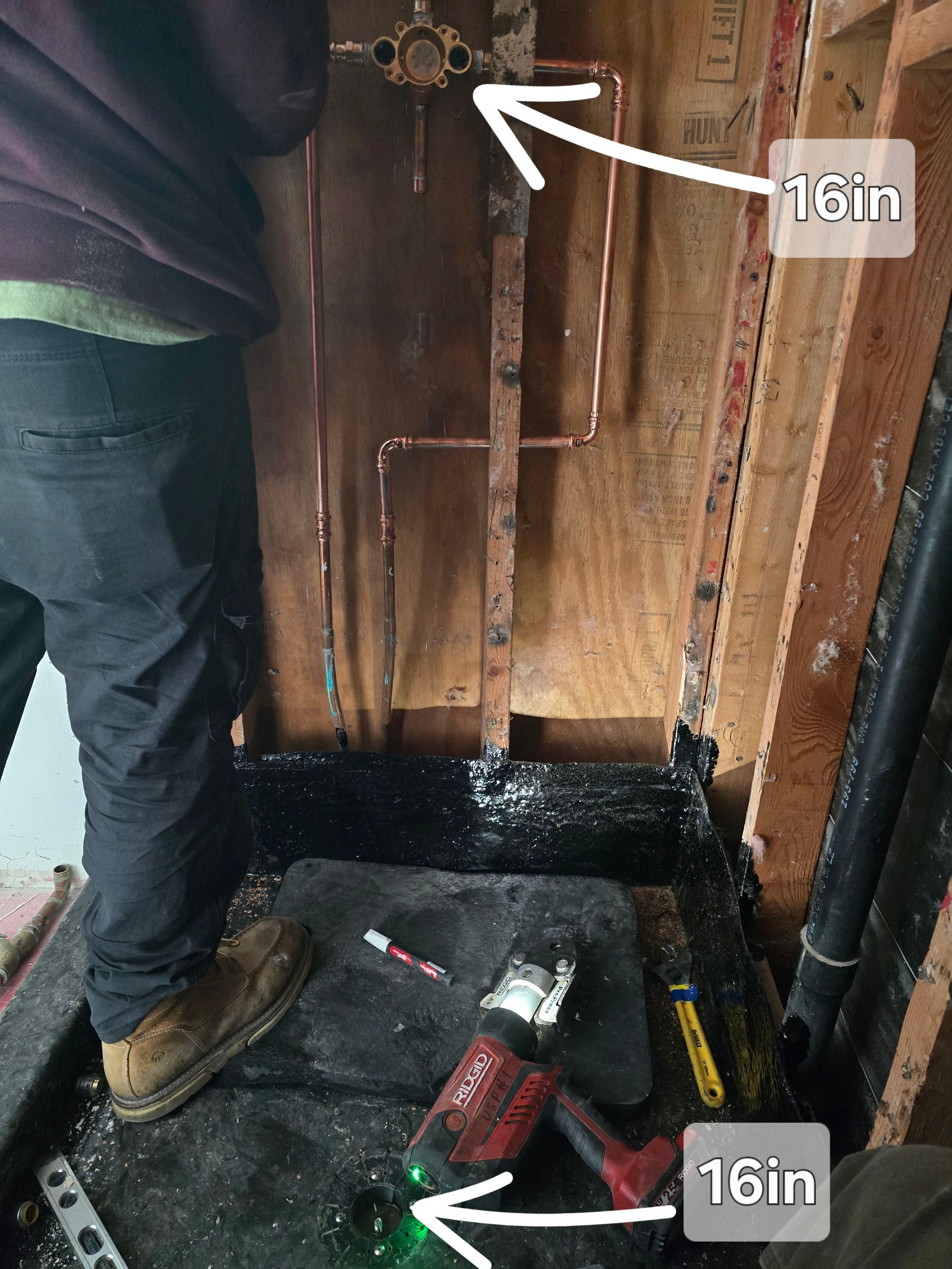 Installing Water Pipe for Shower by Us Plumbing