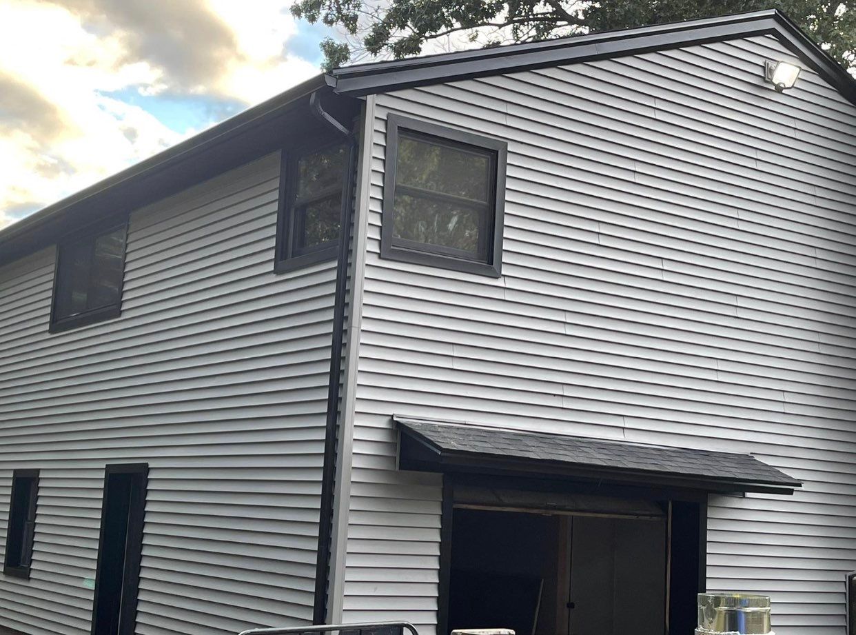 Siding Installation using Certainteed monogram charcoal gray Owens Corning Onyx Black by A Plus Exterior