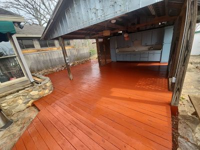 Coated Deck using Wood Sealant + Stain