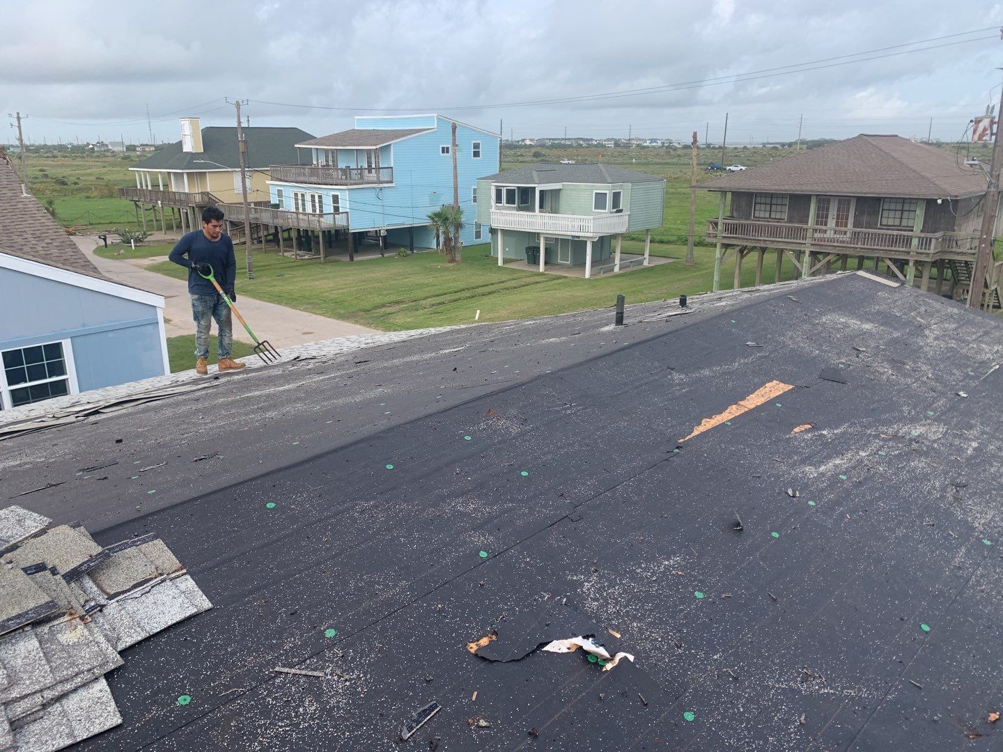 Galveston Waterfront Roof Installation In Progress by Elite Roofing LLC