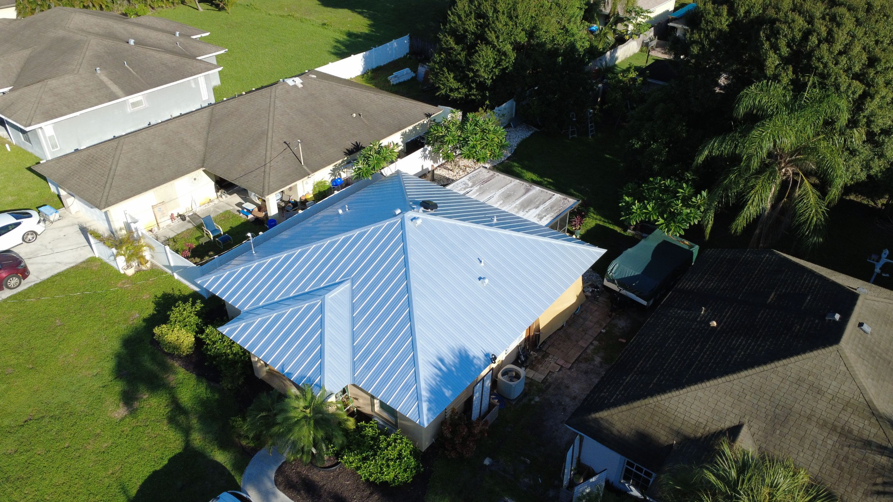 Residential Roofing Installation using 1" Nail strip metal roof by BLUES BROTHERS ROOFING