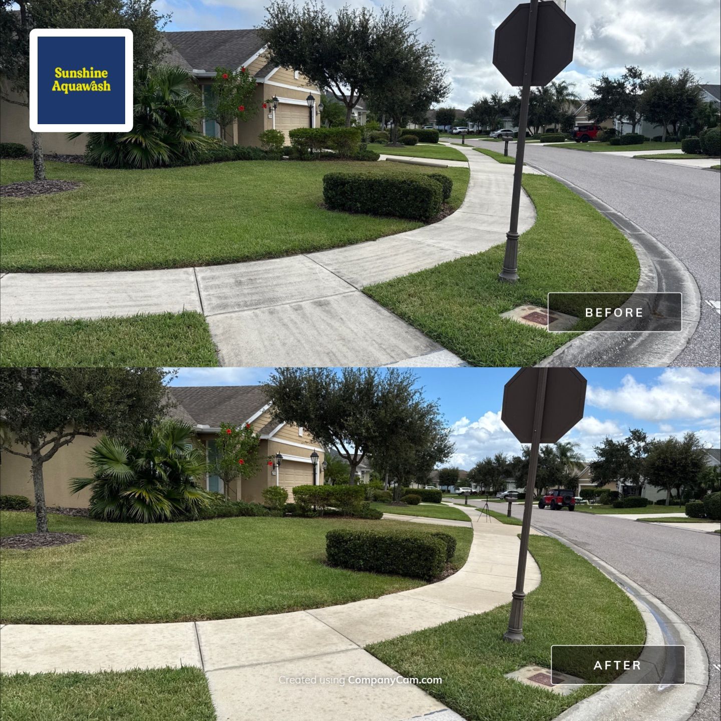 Driveway, Sidewalk & Lanai Cleaning Transformation | Forest Creek Parrish, FL by Sunshine AquaWash