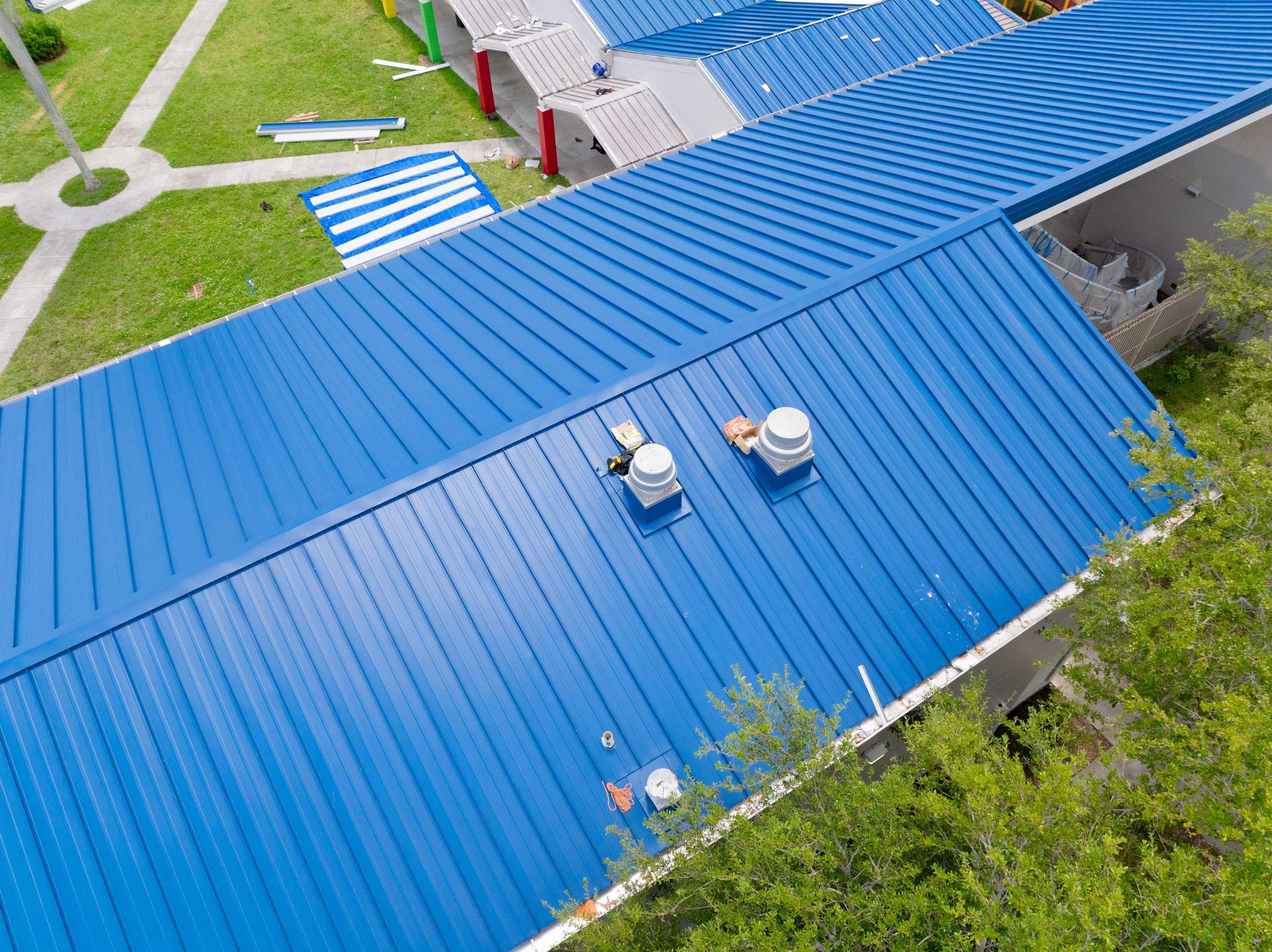 24ga 1.5" Mechanical Seam Slate Blue by Total Roofing System The Metal Roof Experts