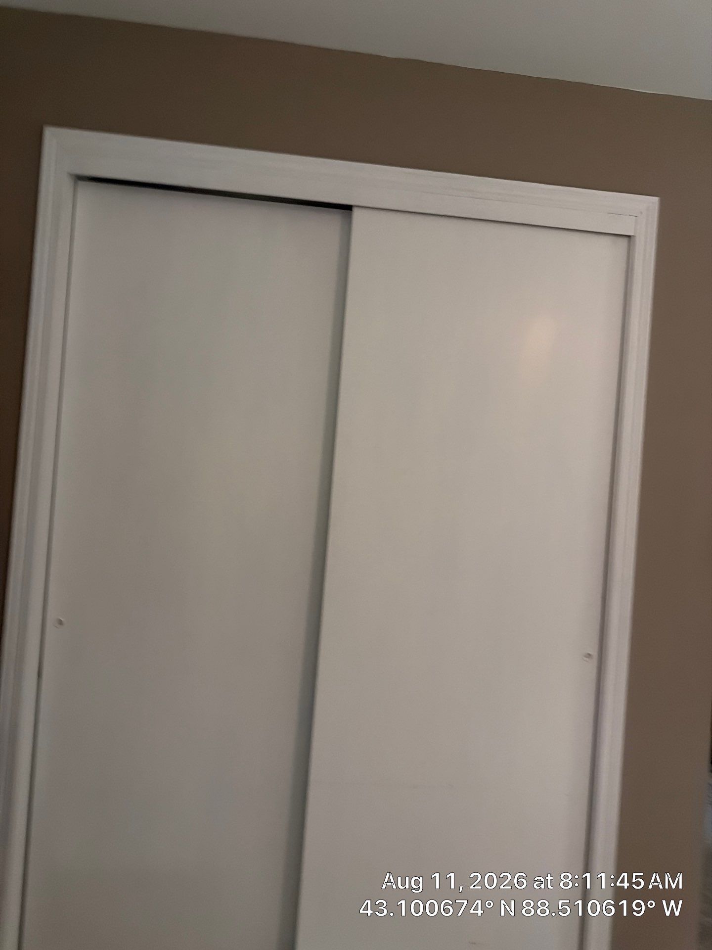White Sliding Bypass Closet Door Installation in Oconomowoc by CompanyCam Sales Demo