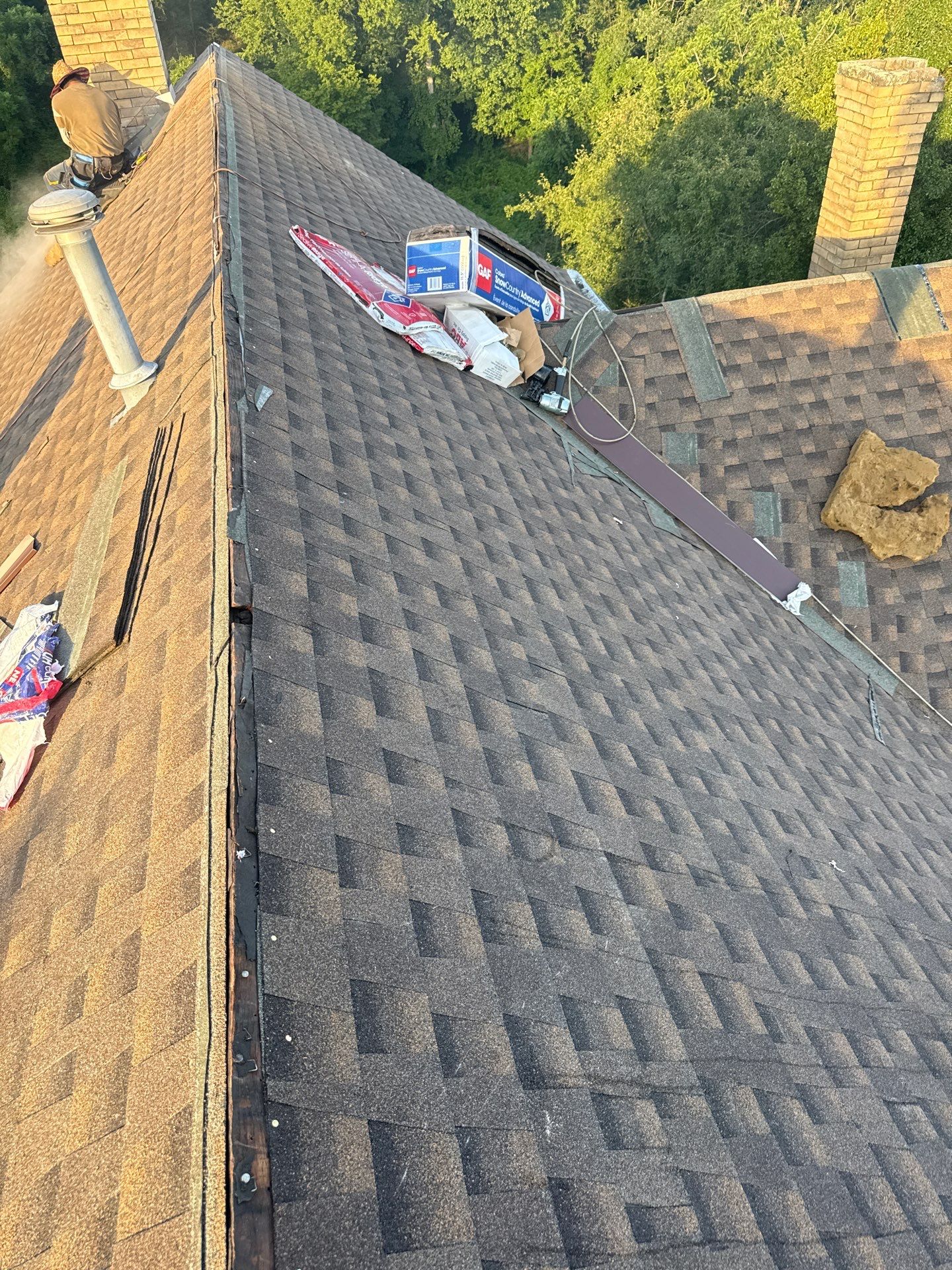 Residential Roofing Installation using GAF Timberline HDZ Barkwood by Rainstoppers Roofing