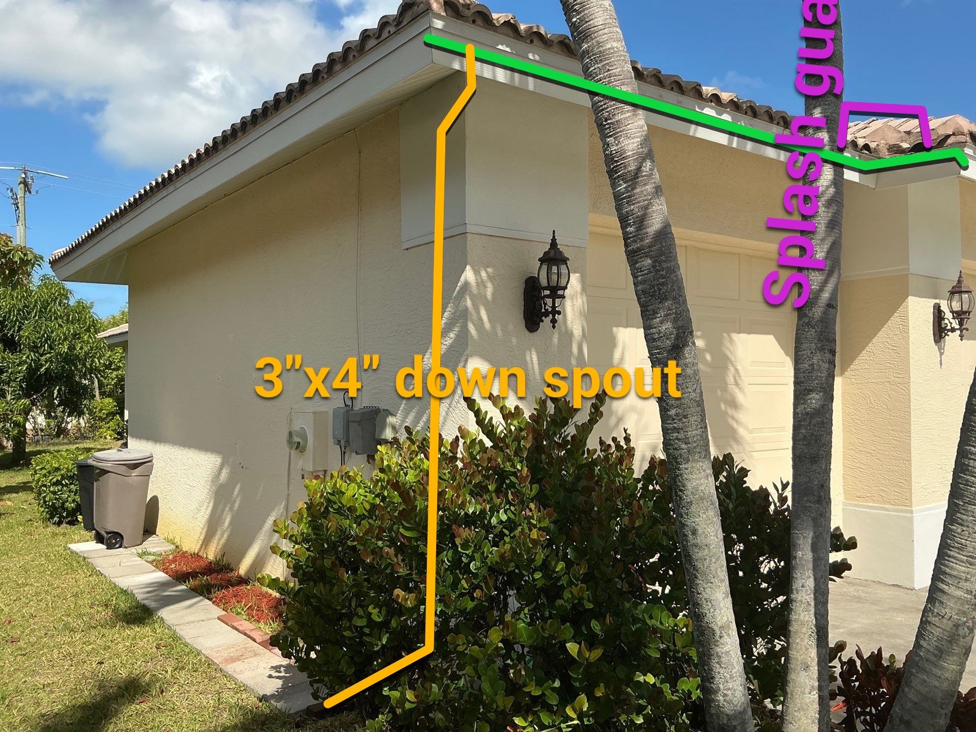 Bronze Seamless Gutters using 3X4 Elbow Downspout in Bonita Springs FL by Gutter Professors