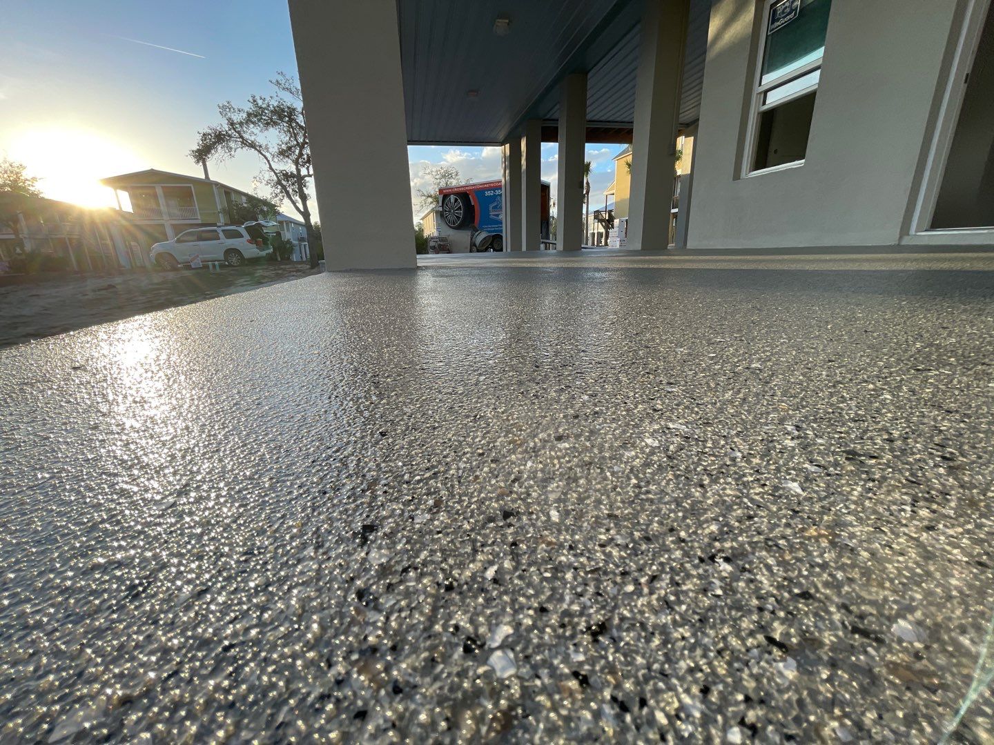 Under Side of Home in Hybrid Shale by Cross Creek Concrete Coatings